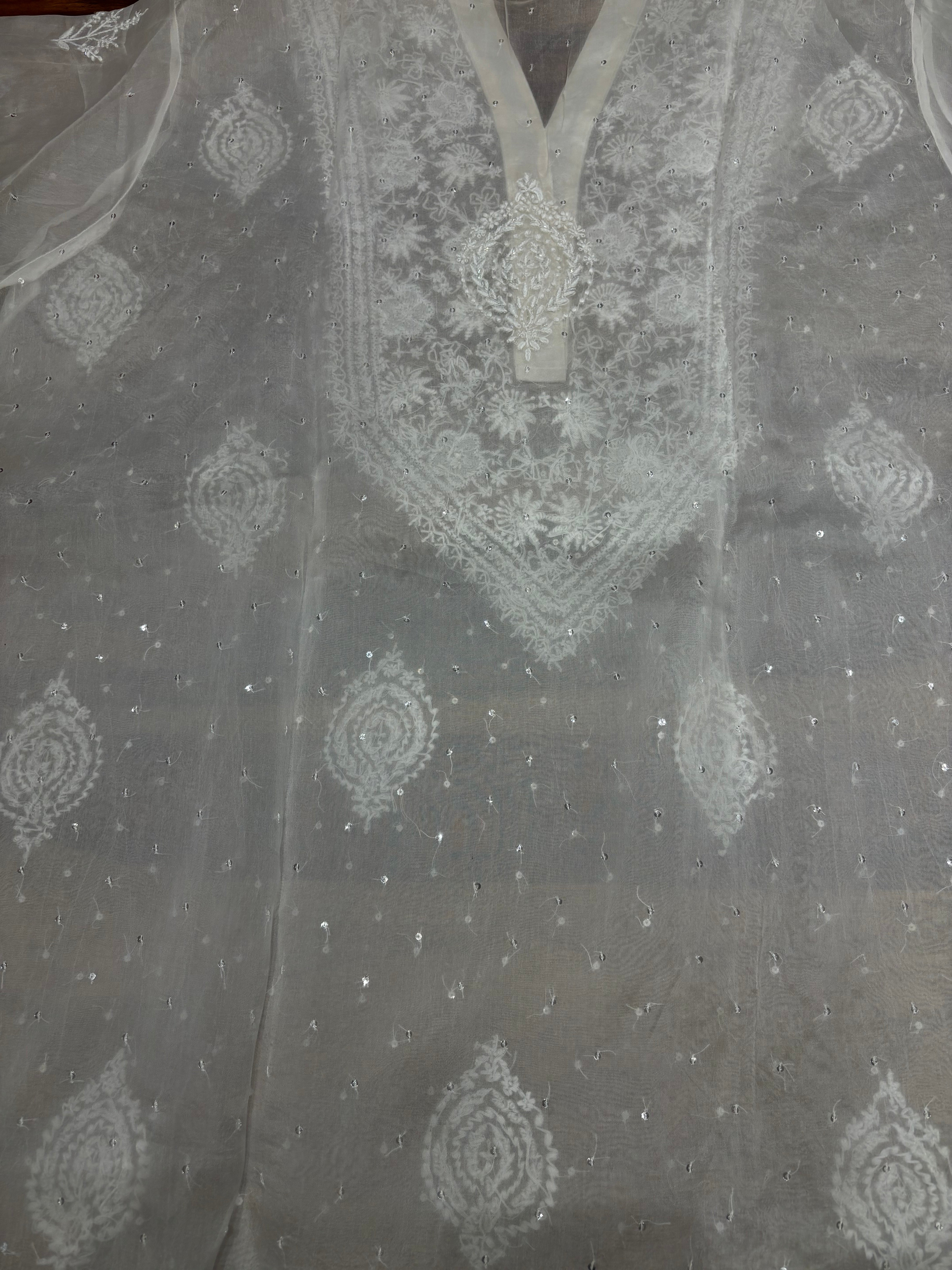 Dyeable Chikankari Organza Co-ord set