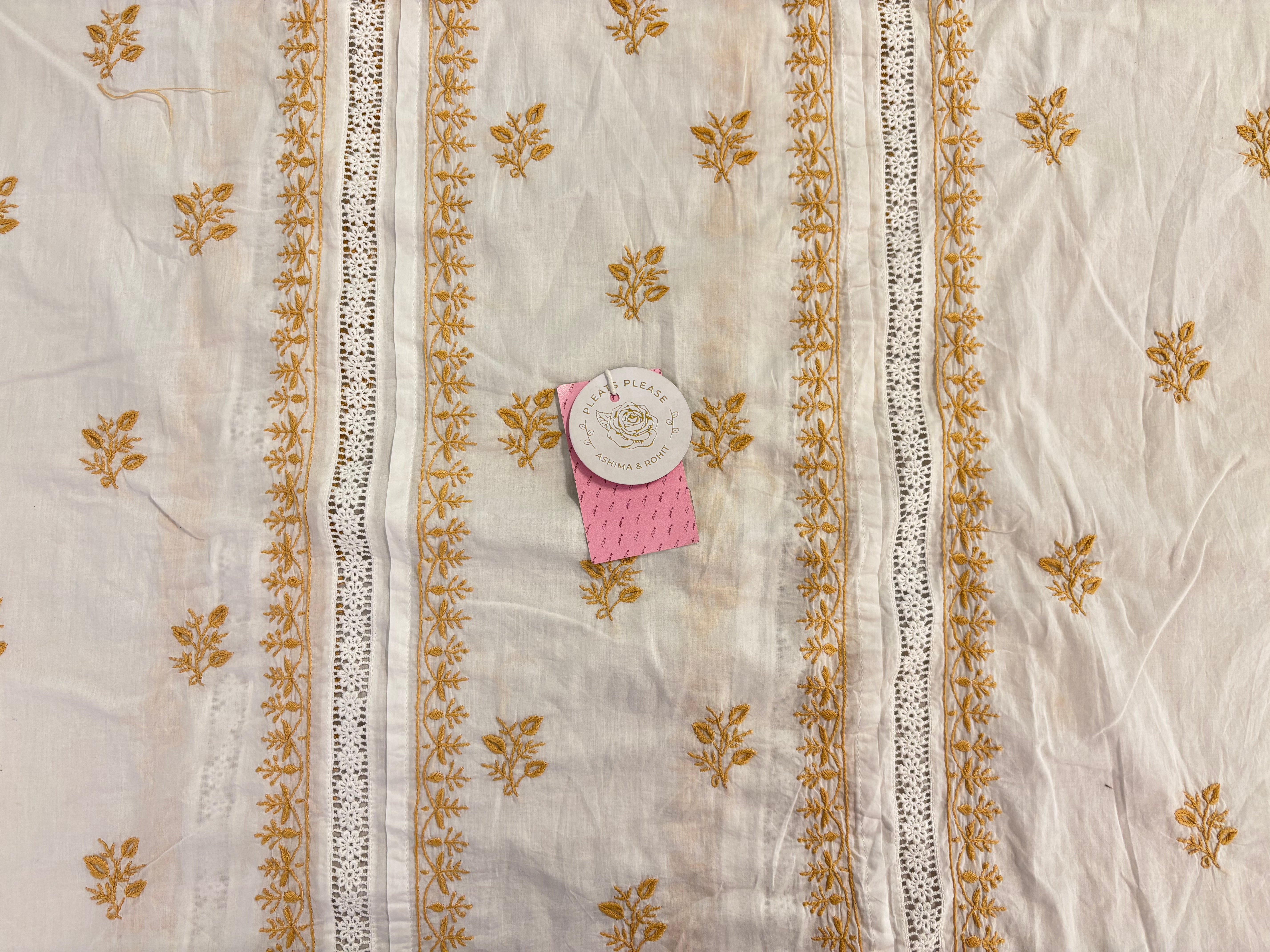 Dyeable Mulmul Chikankari 3 pieces Suit Set - Pleats PleaseChikankari