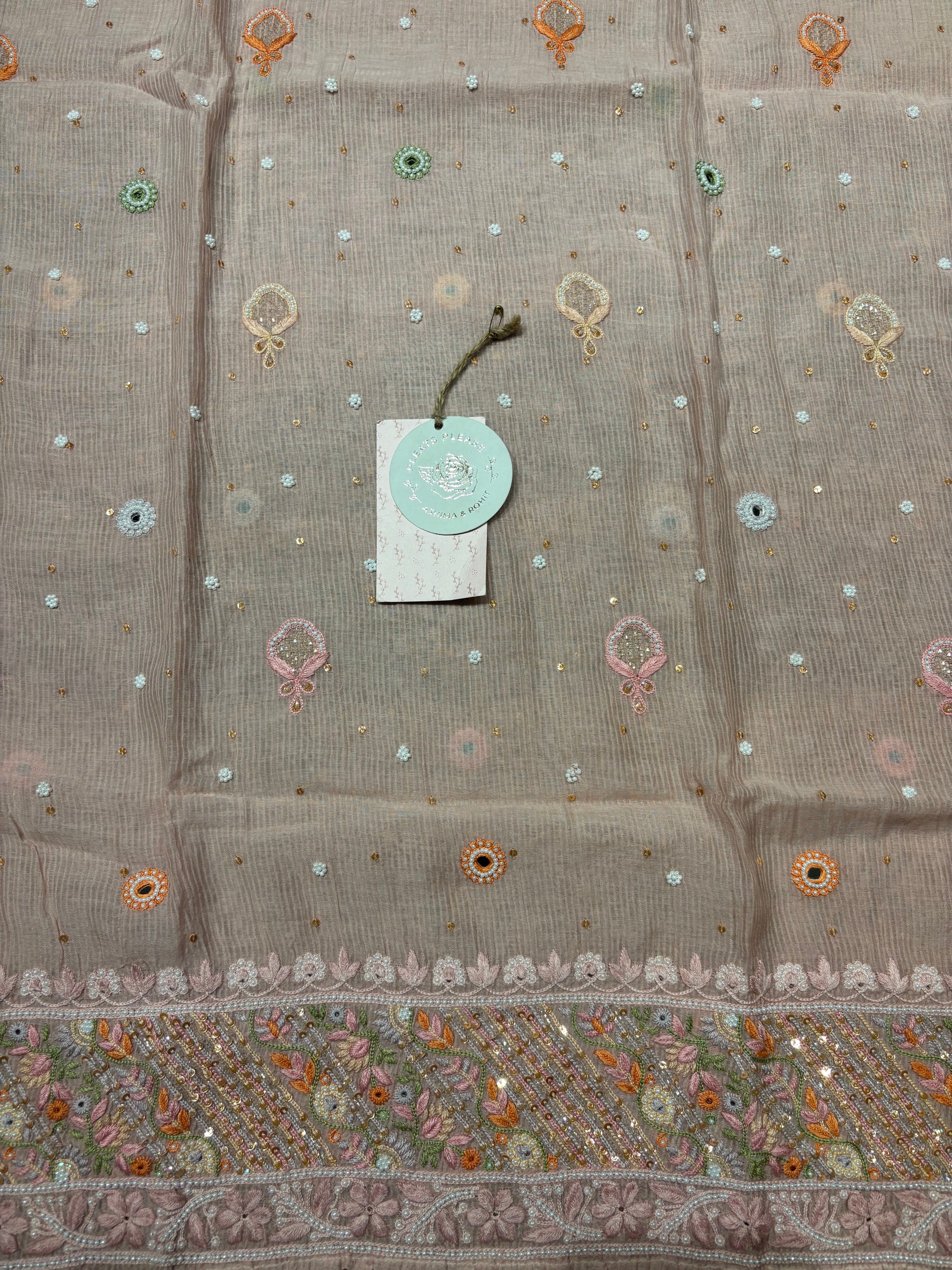 Pink Chanderi Mul Chikankari Kurta And Dupatta Set