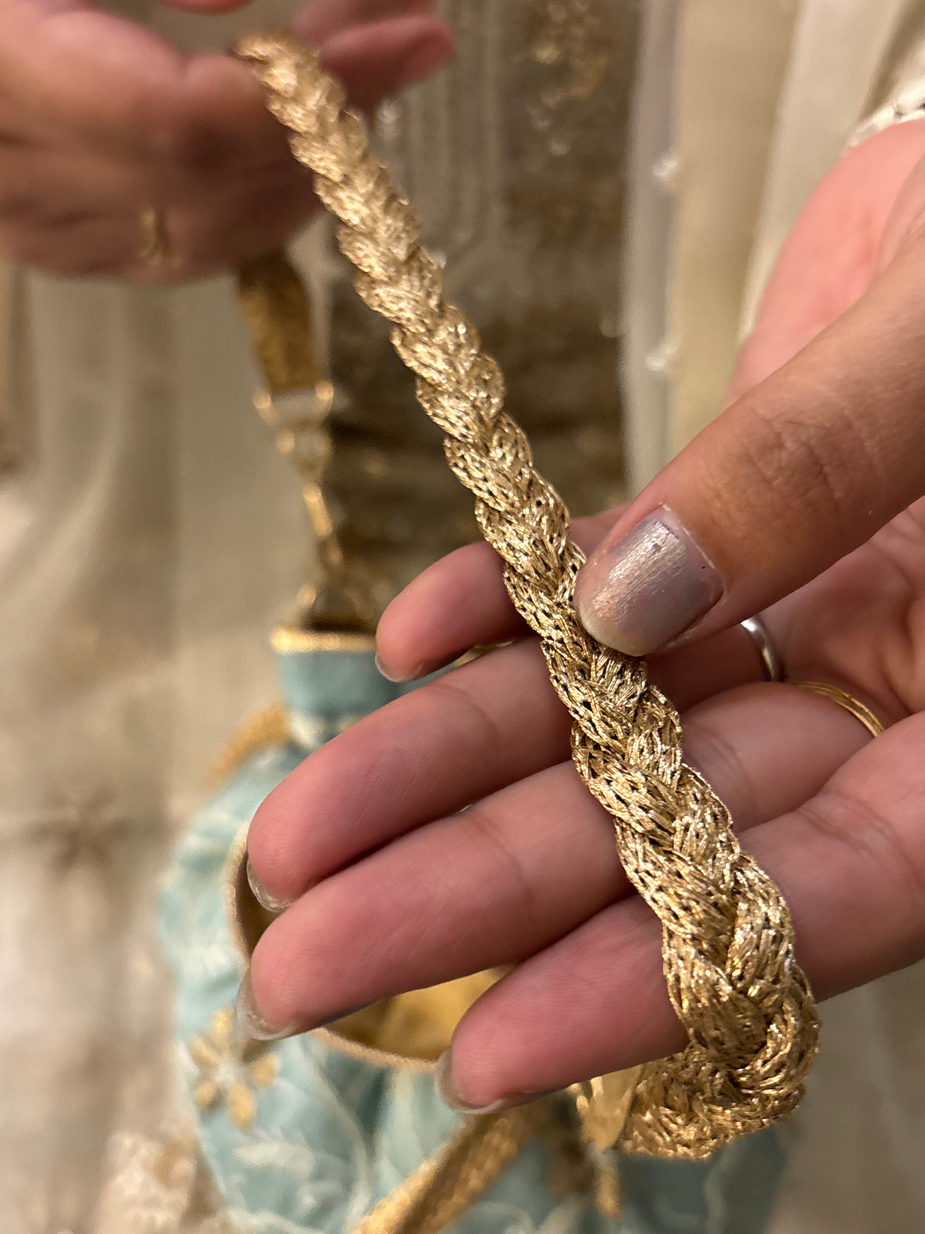 Sea Foam Chikankari Potli