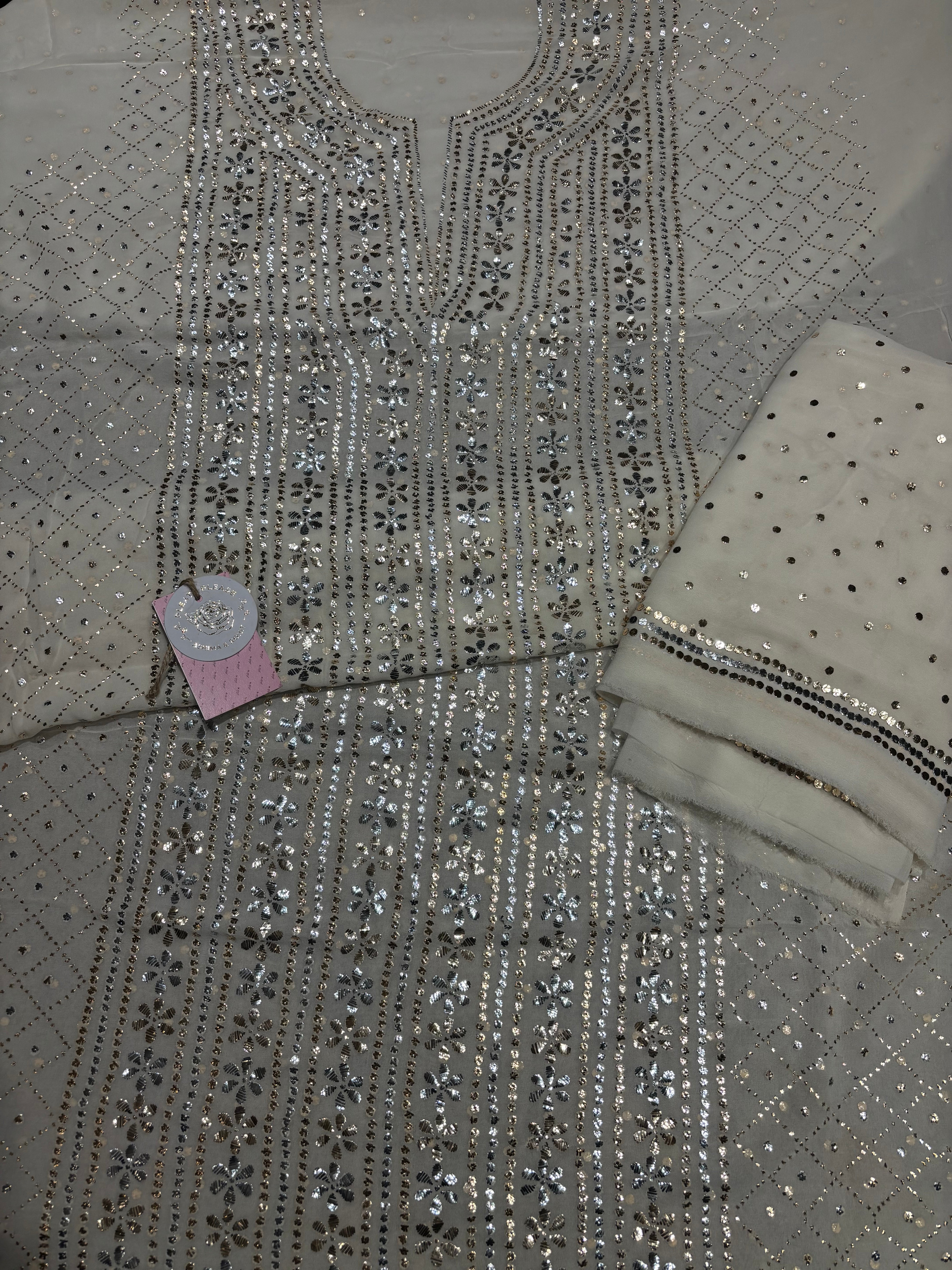 Dyeable Pure and Premium Mukaish Kurta and Dupatta Set