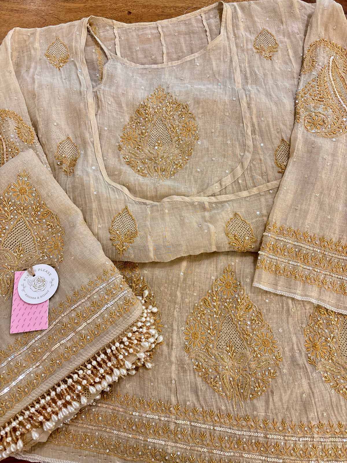Dyeable Pure & Premium Tissue Jaal Chikankari Angrakha & Dupatta