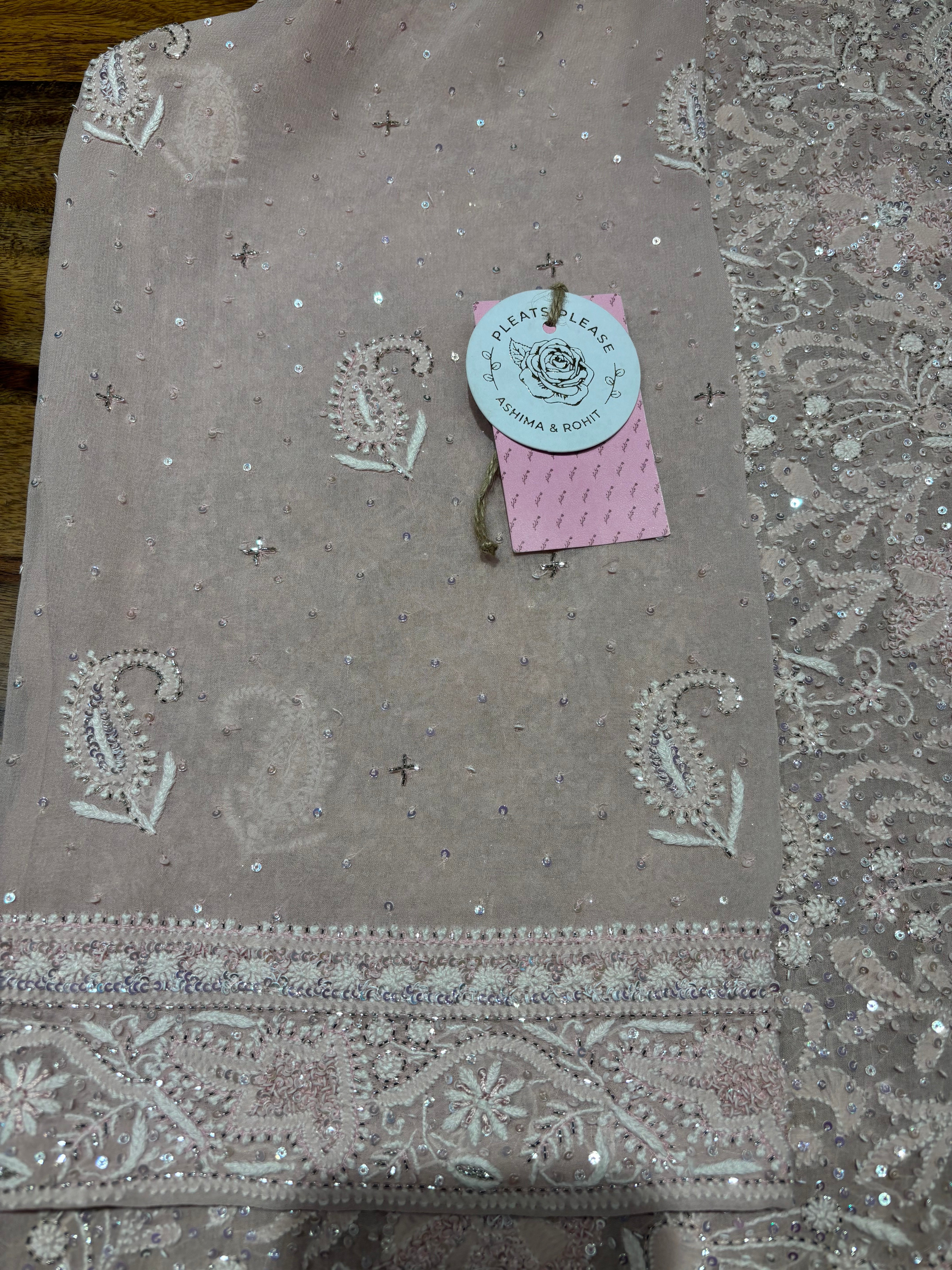 Dusty Pink Pure & Premium Georgette Chikankari Kurta & Dupatta Set