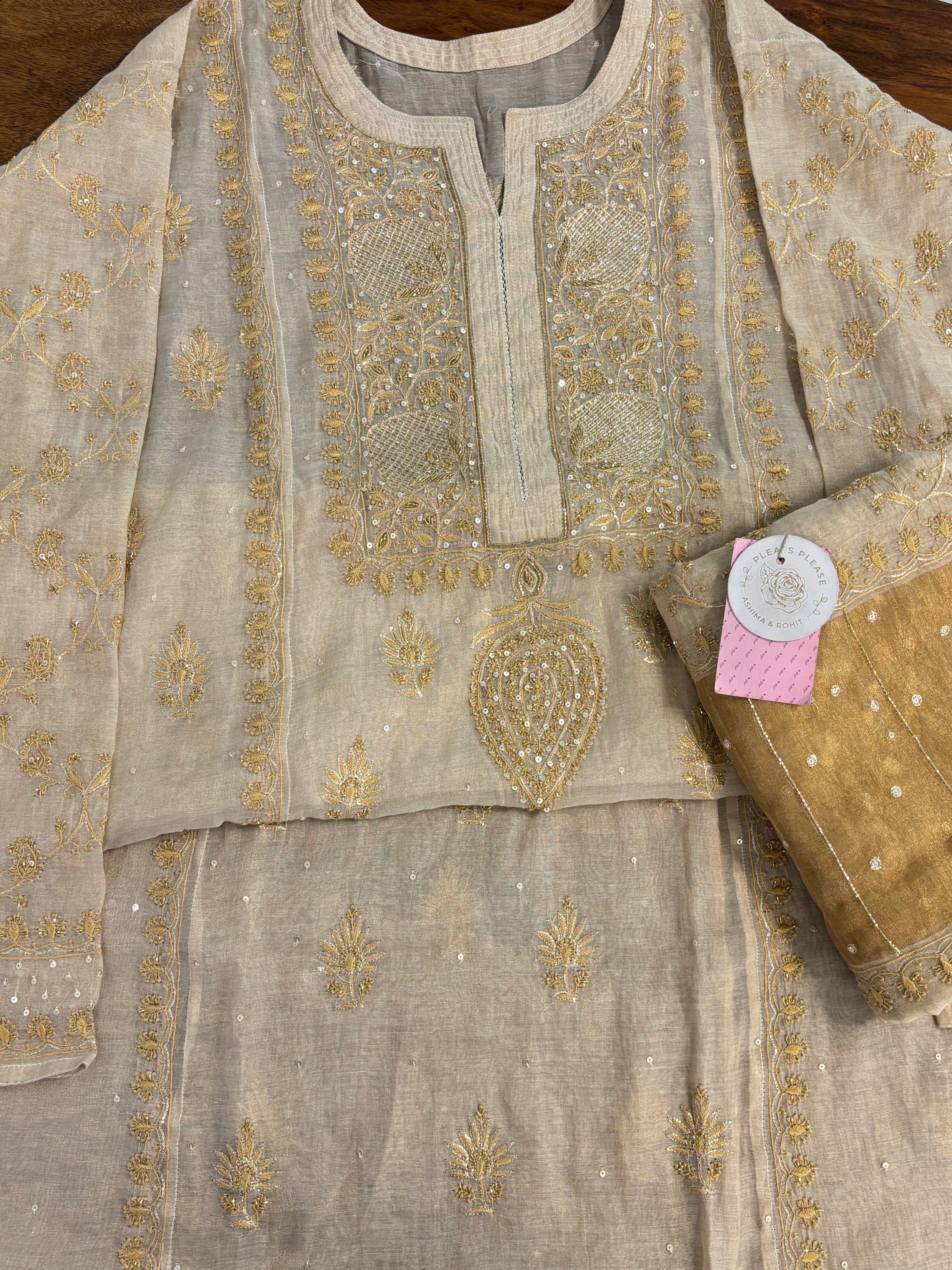 Dyeable Pure Tissue Chikankari Kurta & Dupatta