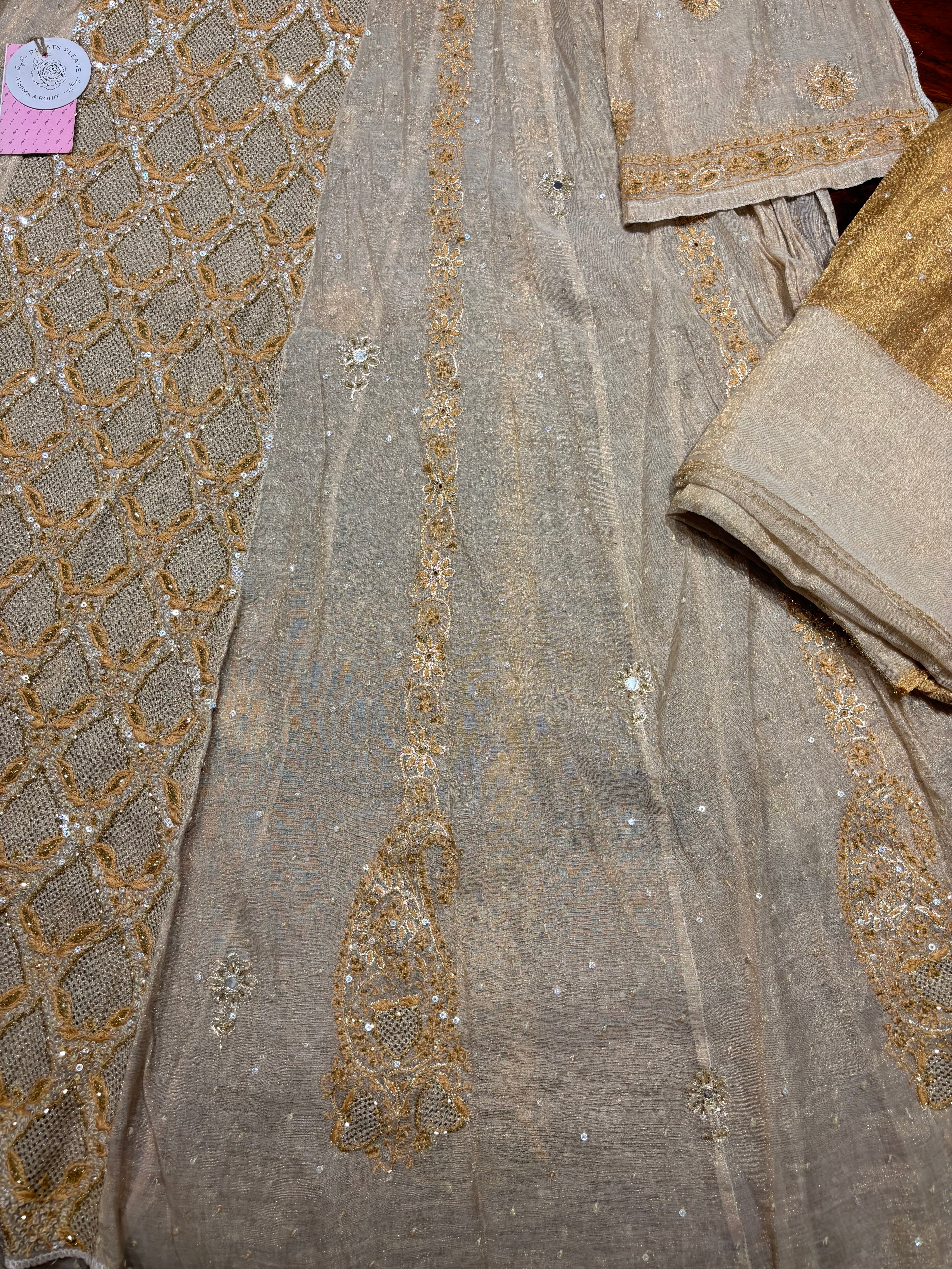 Dyeable Pure & Premium Tissue Chikankari Jaali Anarkali & Dupatta Set