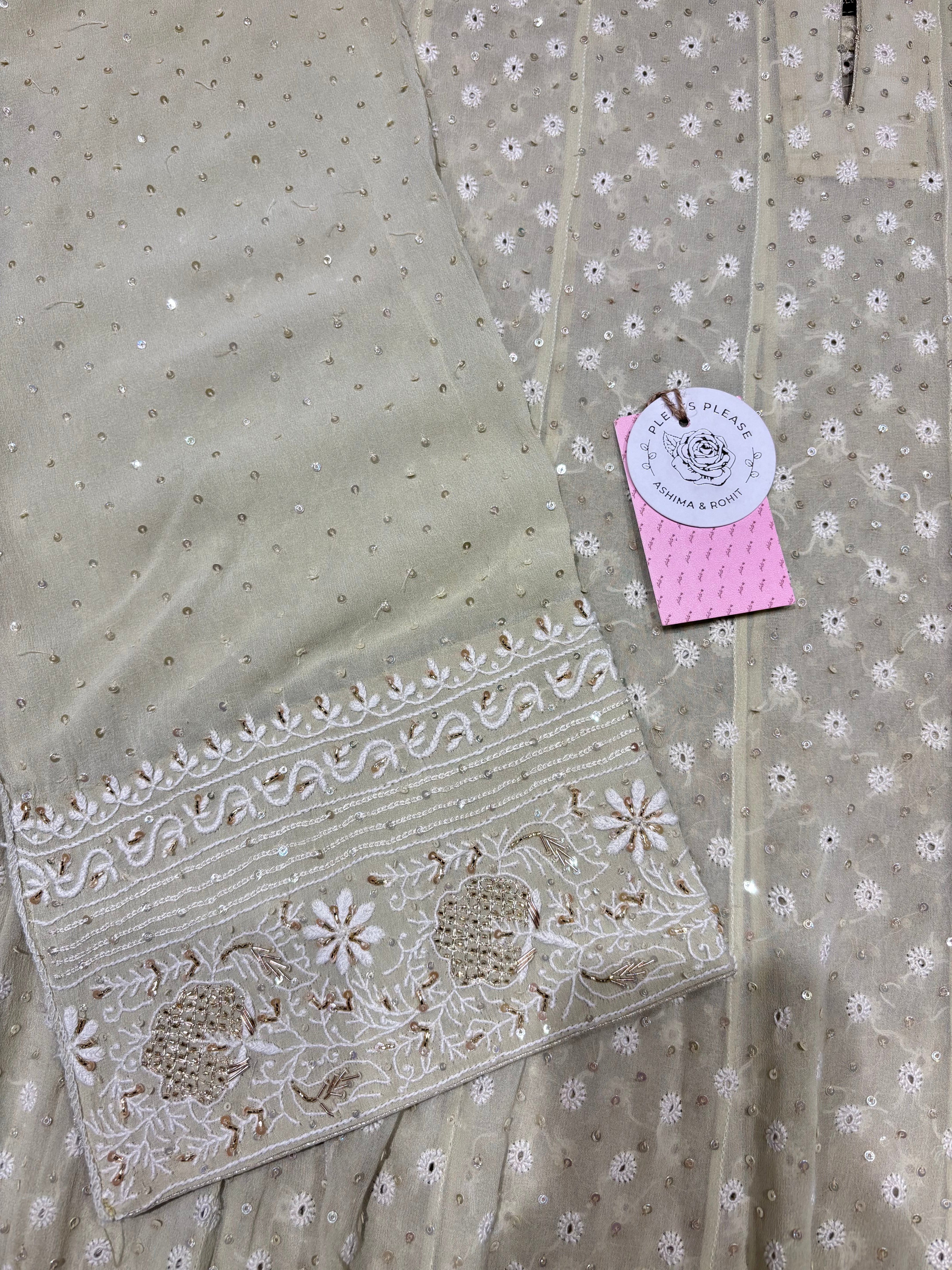 Pistachio Green Pure and Premium Georgette Chikankari Anarkali and Dupatta set