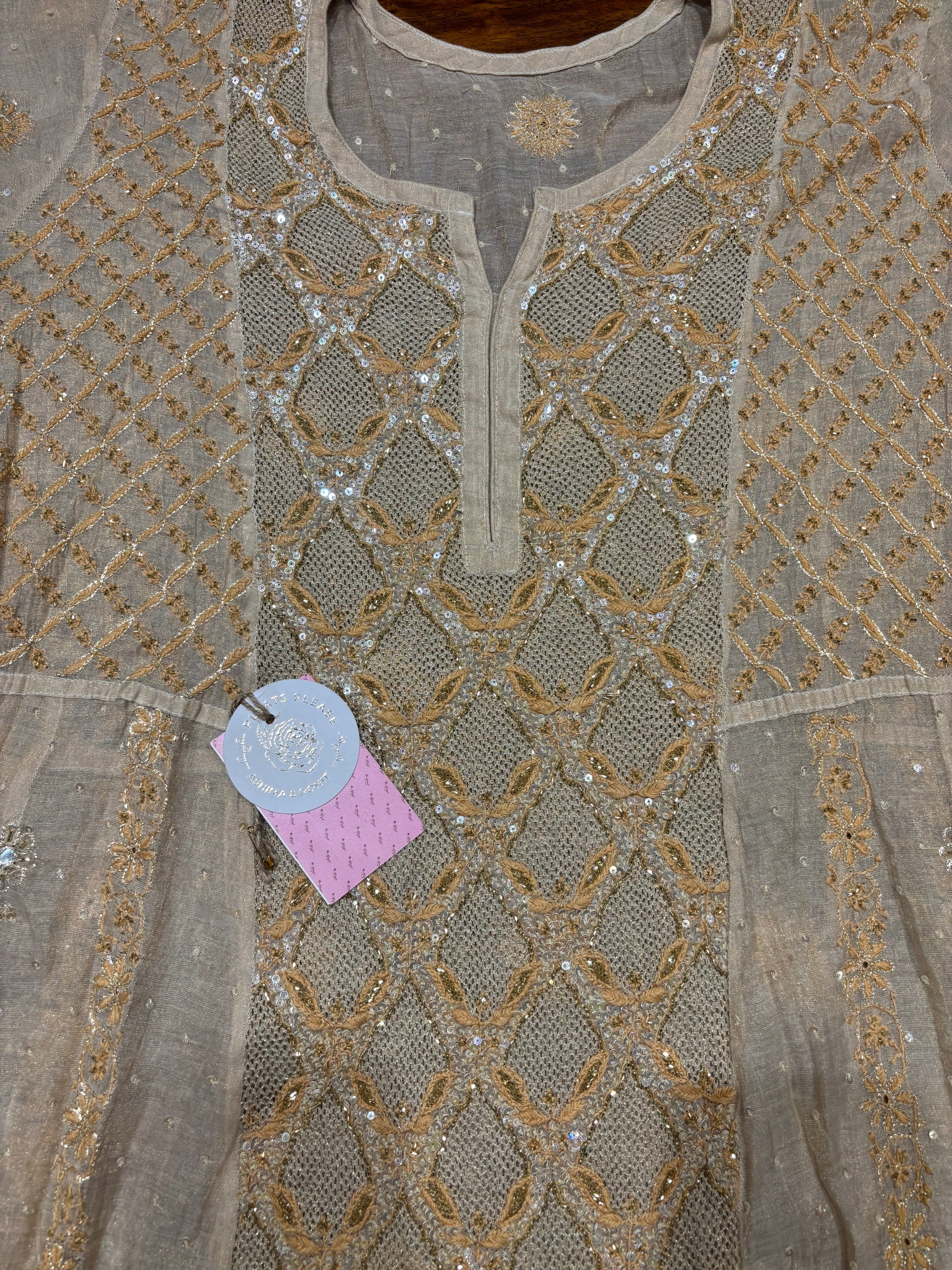 Dyeable Pure & Premium Tissue Chikankari Jaali Anarkali & Dupatta Set