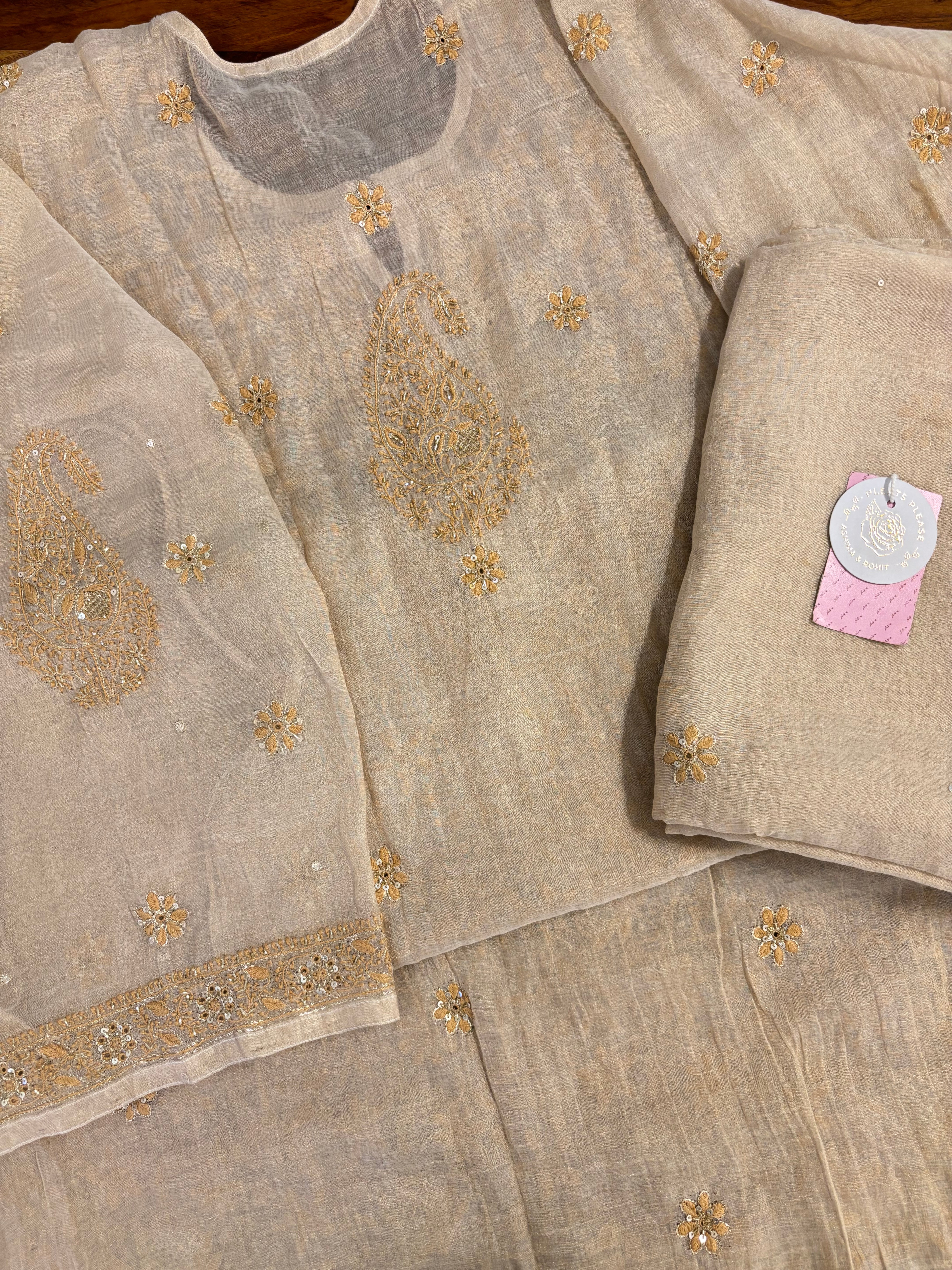 Dyeable Pure Tissue Chikankari Kurta & Dupatta