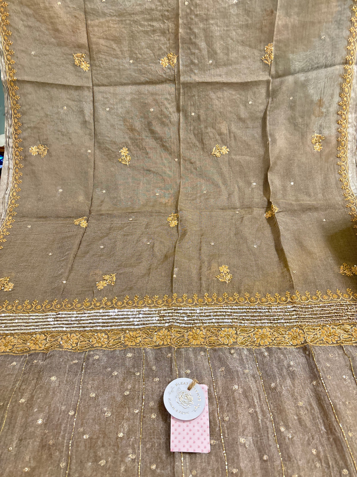 Ash Grey Pure & Premium Tissue Chikankari Anarkali & Dupatta