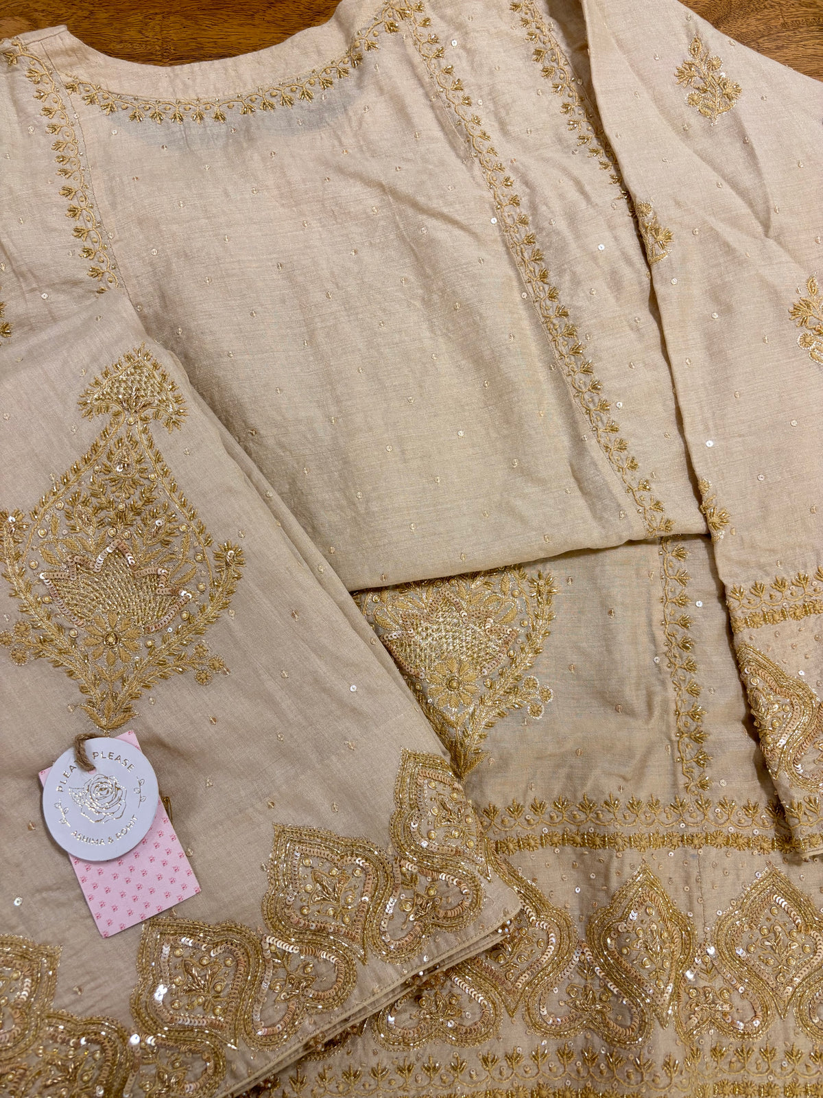 Dyeable Pure & Premium Monga Silk Chikankari A-Line Kurta & Dupatta