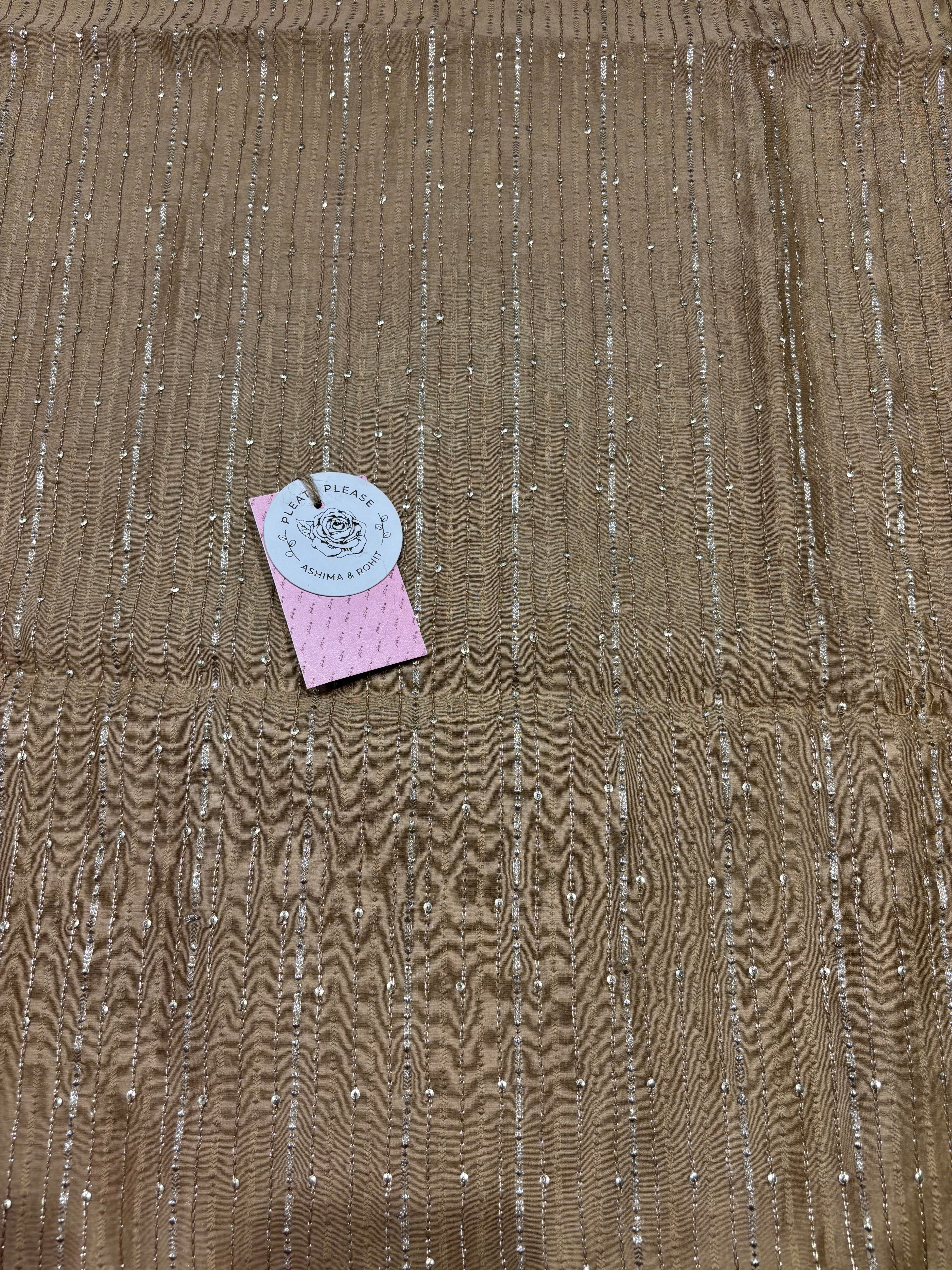 Brown Chanderi Silk Chikankari Men’s Kurta Fabric