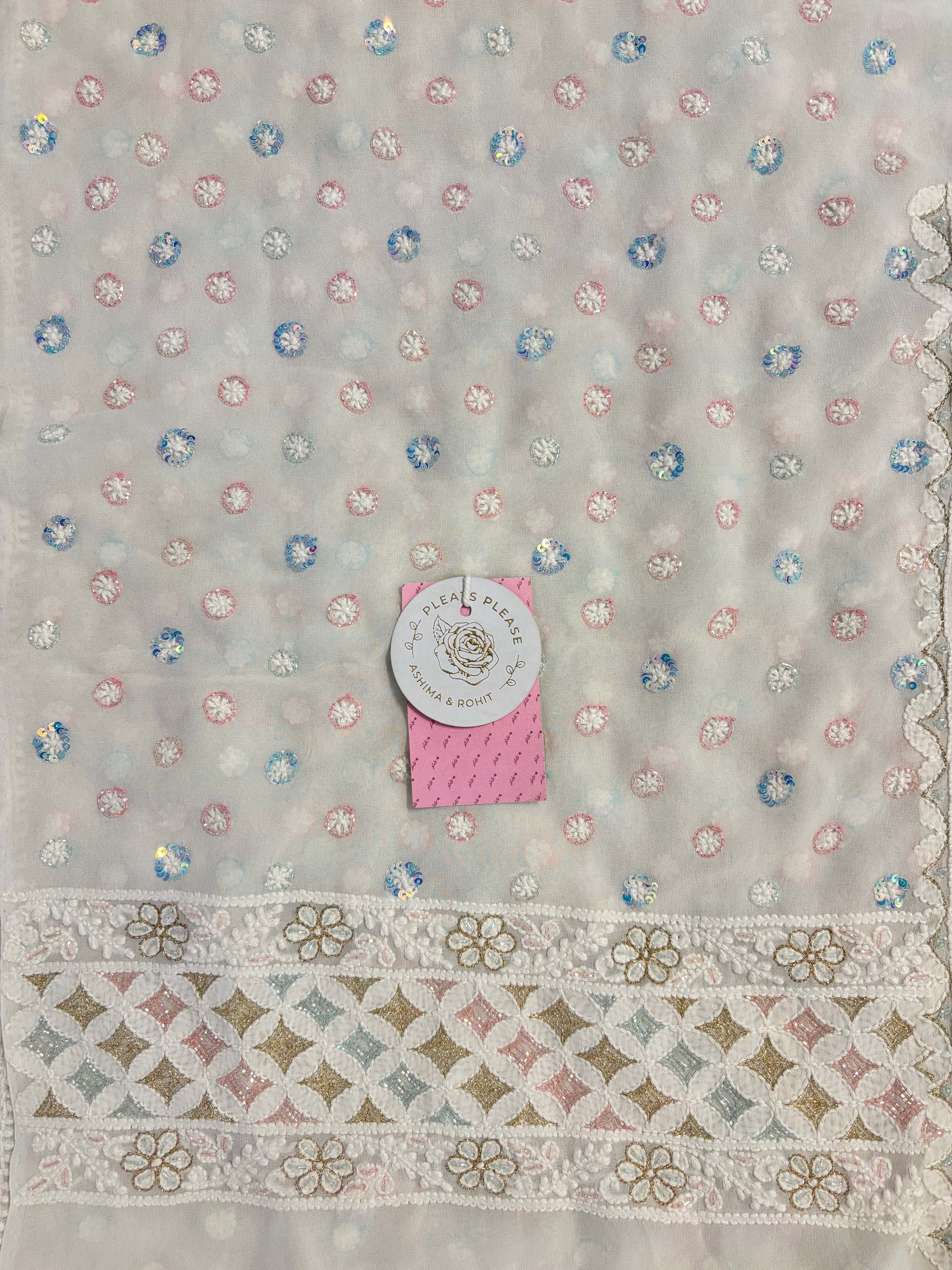 Dyeable Pure & Premium Georgette Chikankari Kurta & Dupatta