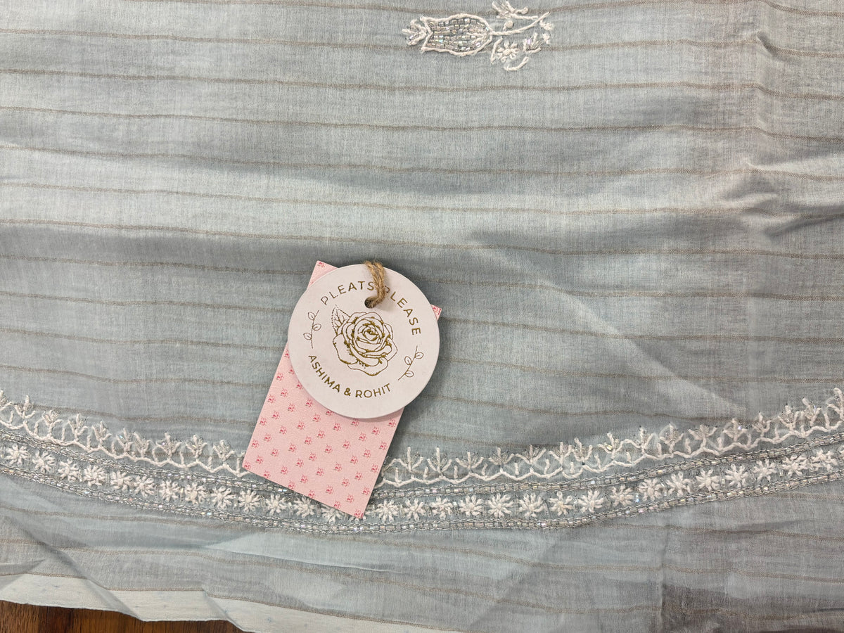 Sky Blue Chanderi Mul Chikankari Men’s Kurta