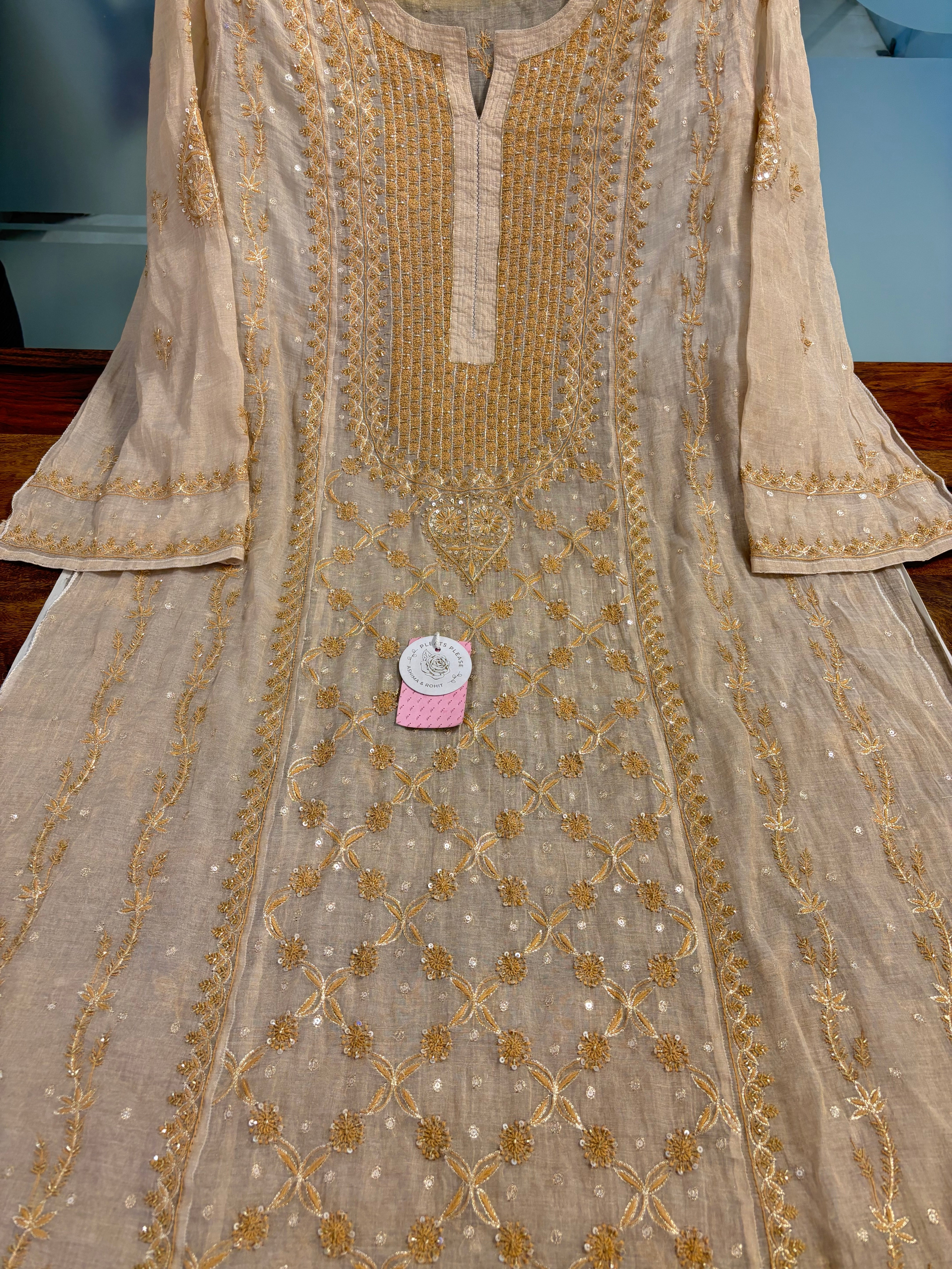 Dyeable Pure Tissue Chikankari Kurta & Dupatta