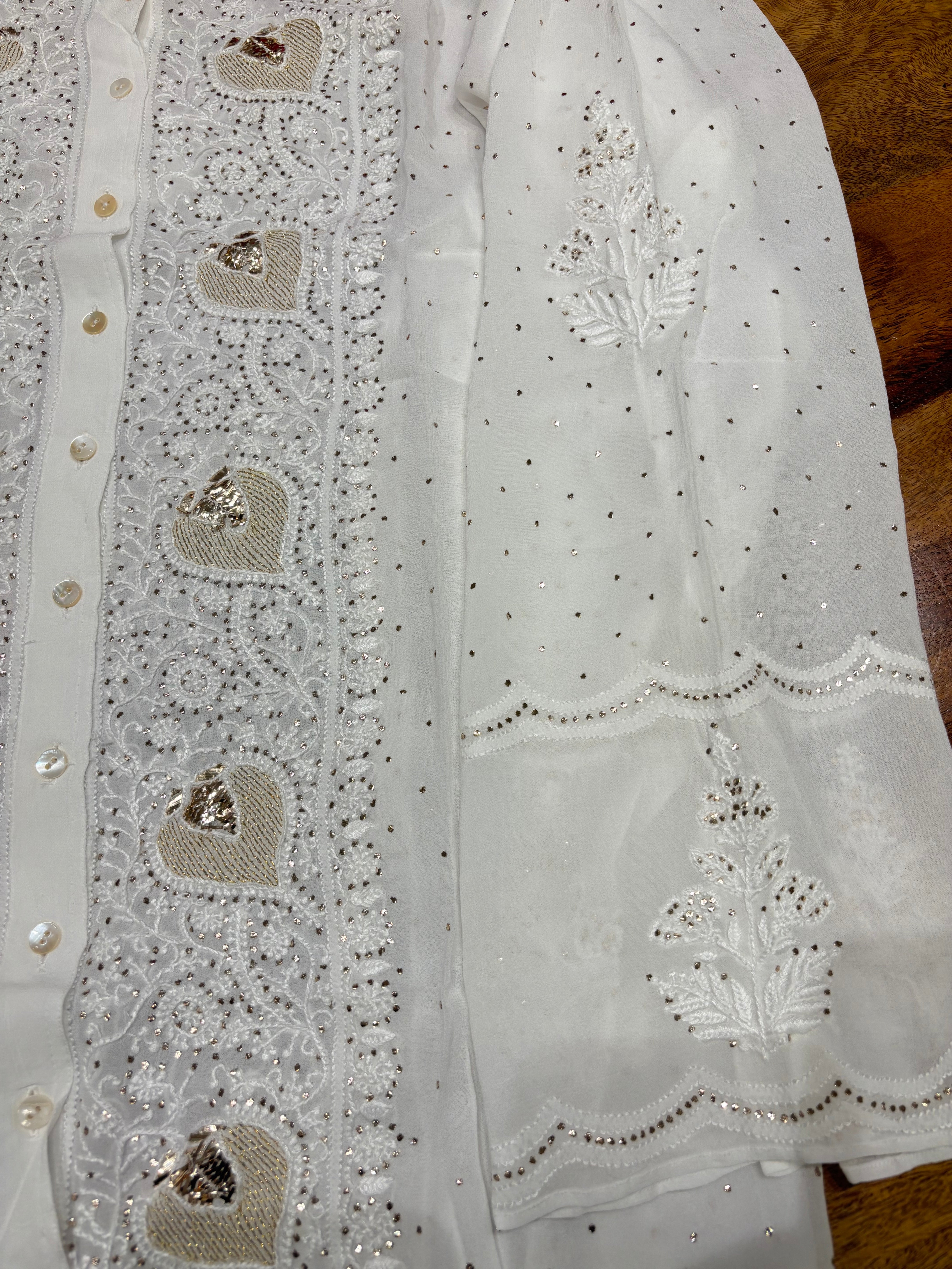 Dyeable Pure Georgette Chikankari Co-ord set