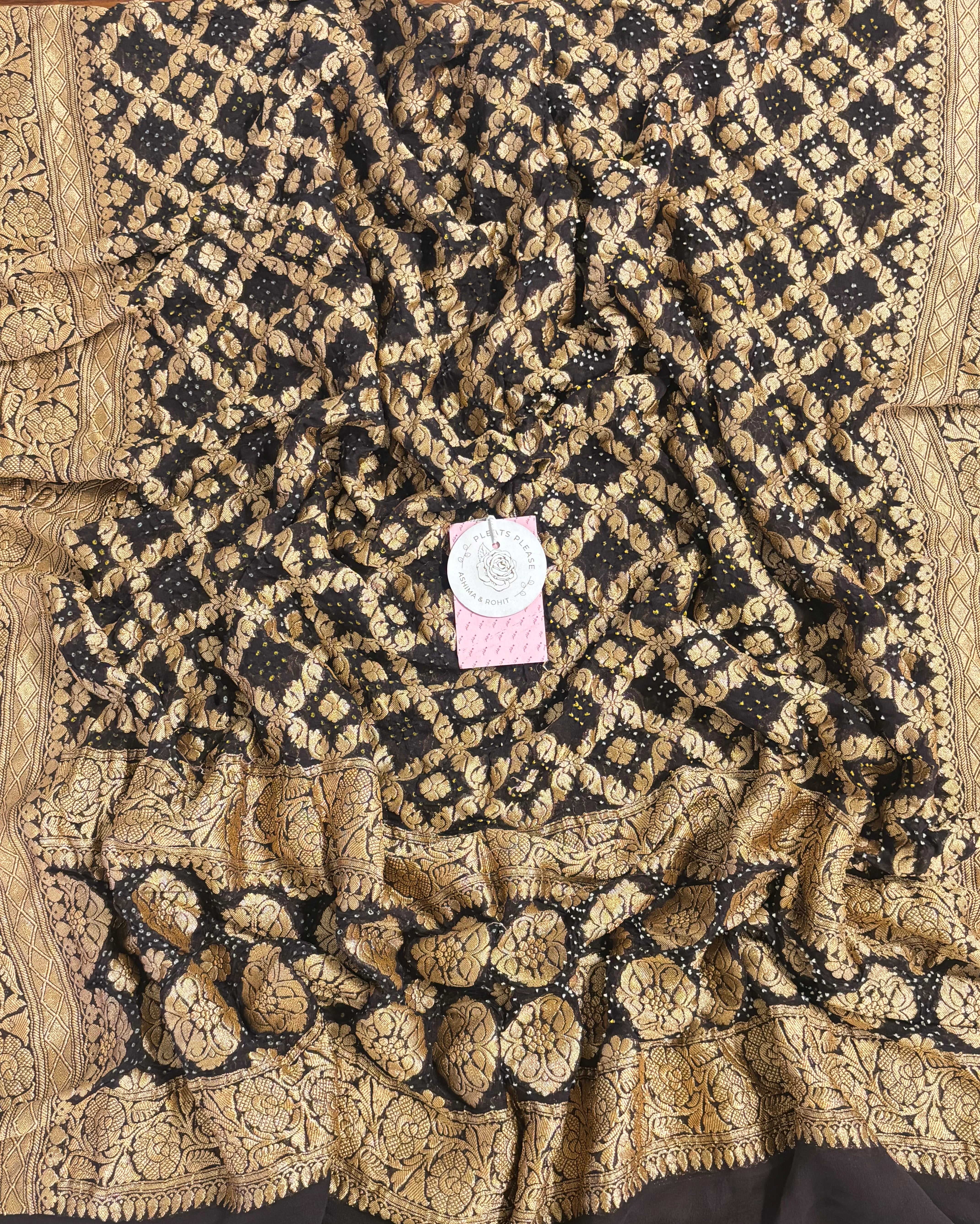 Pure Khaddi Georgette Midnight Coca Cola Shade Neemzari Dupatta