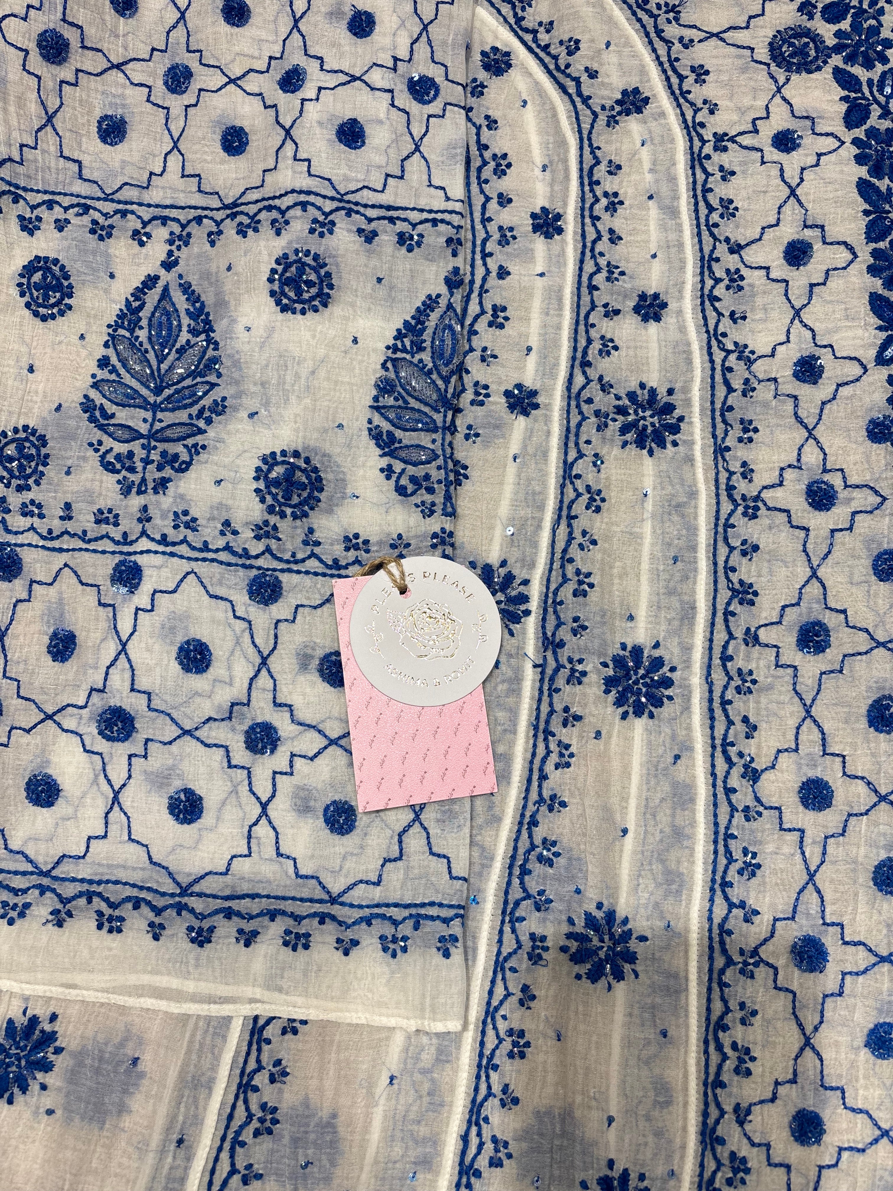 Dyeable Chanderi Mul Chikankari Anarkali & Dupatta Set