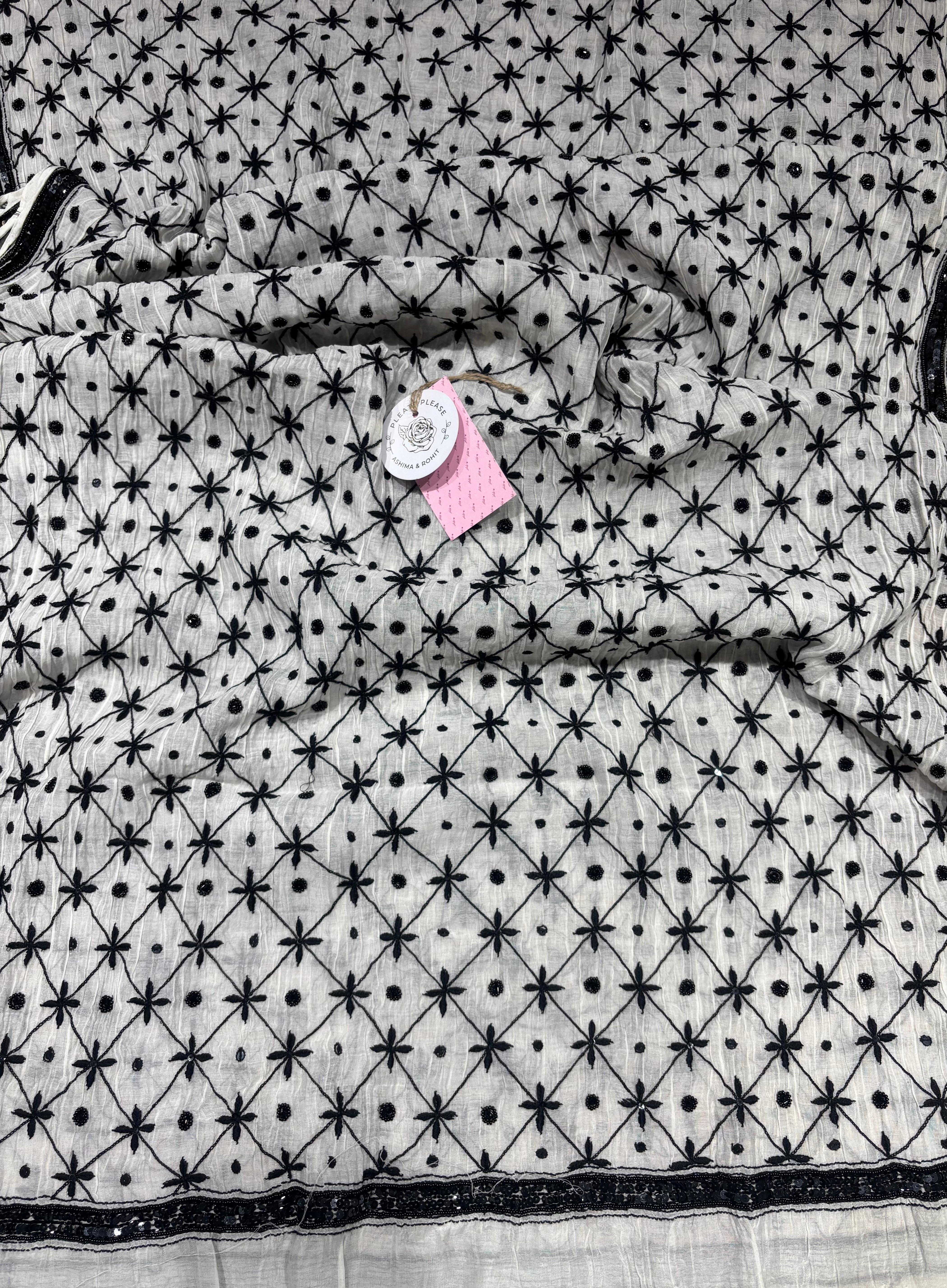 Dyeable Chanderi Mul Chikankari Kurta & Dupatta Set