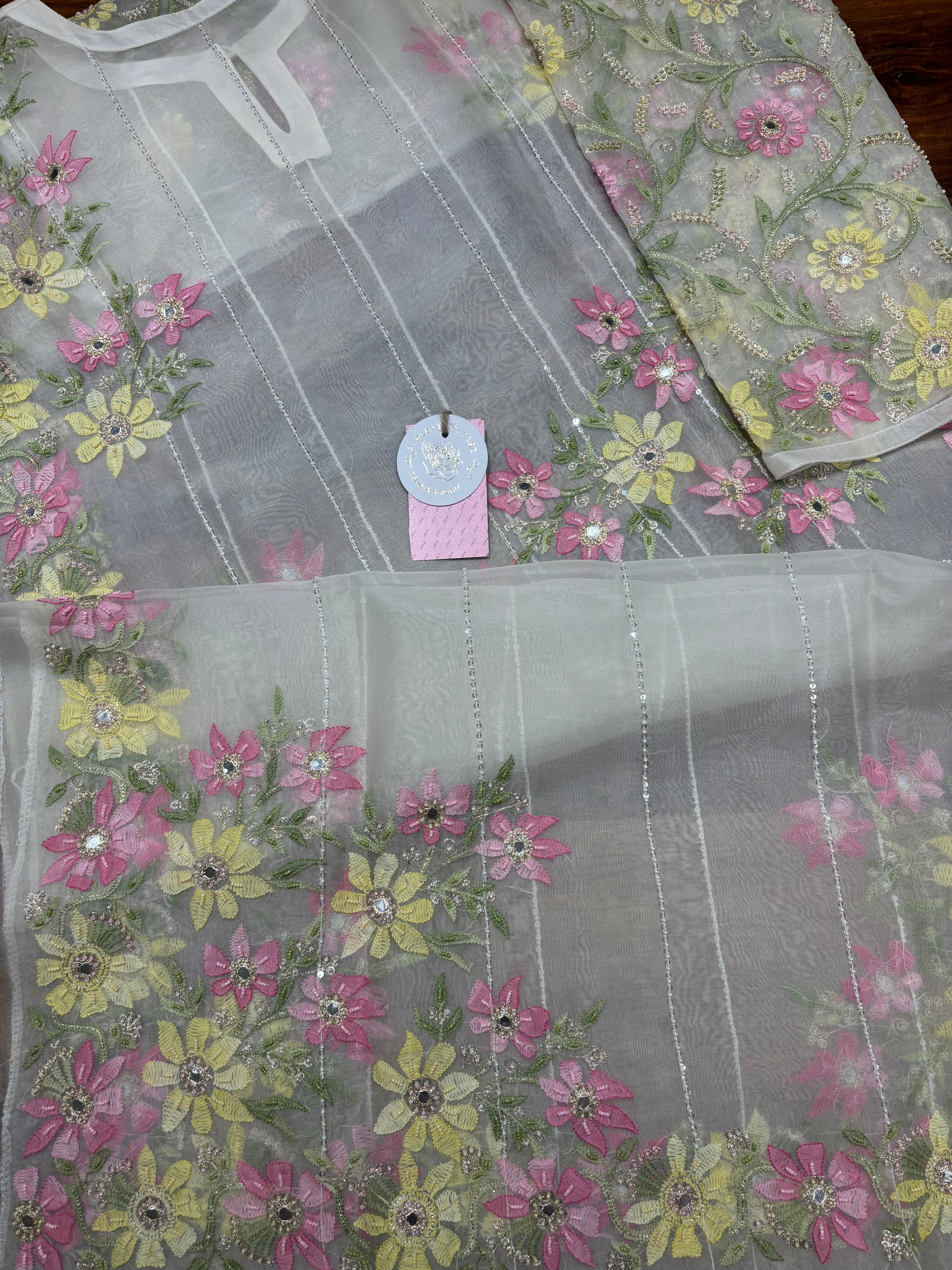 Dyeable Pure and Premium Organza Silk Chikankari Kurta and Dupatta Set