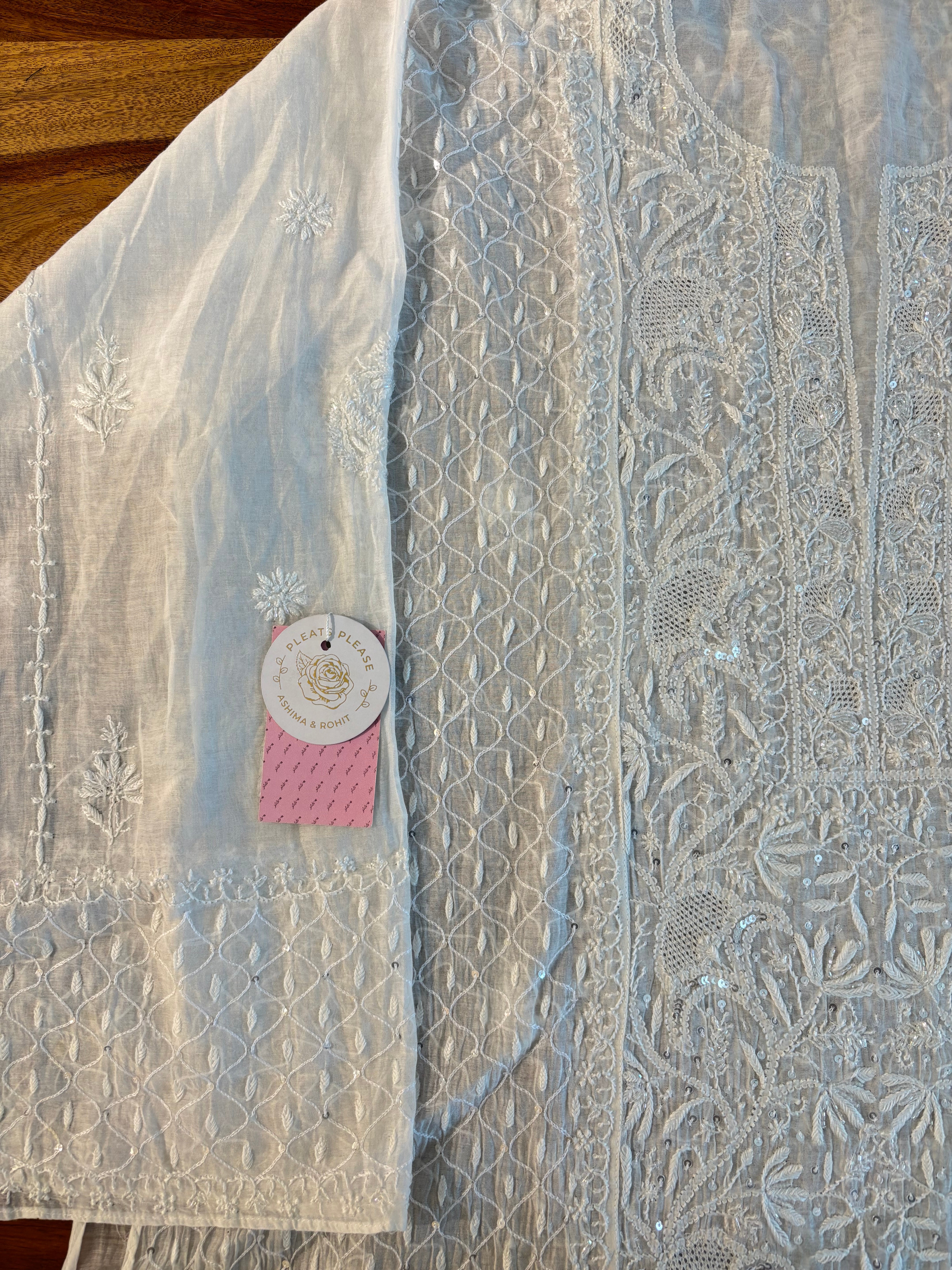 Dyeable Chanderi Chikankari Kurta & Dupatta