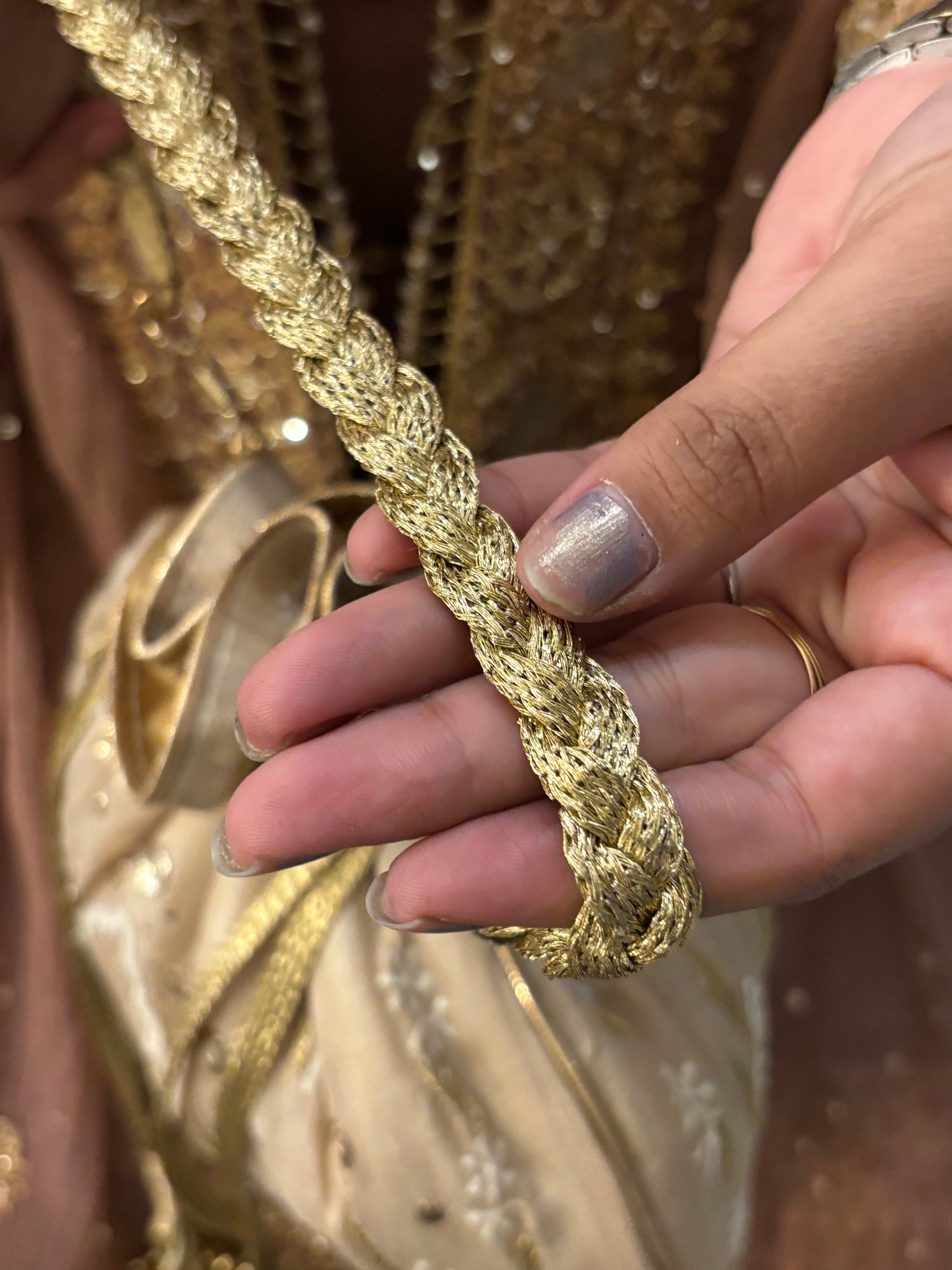 Beige Chikankari and Mukaish Batua