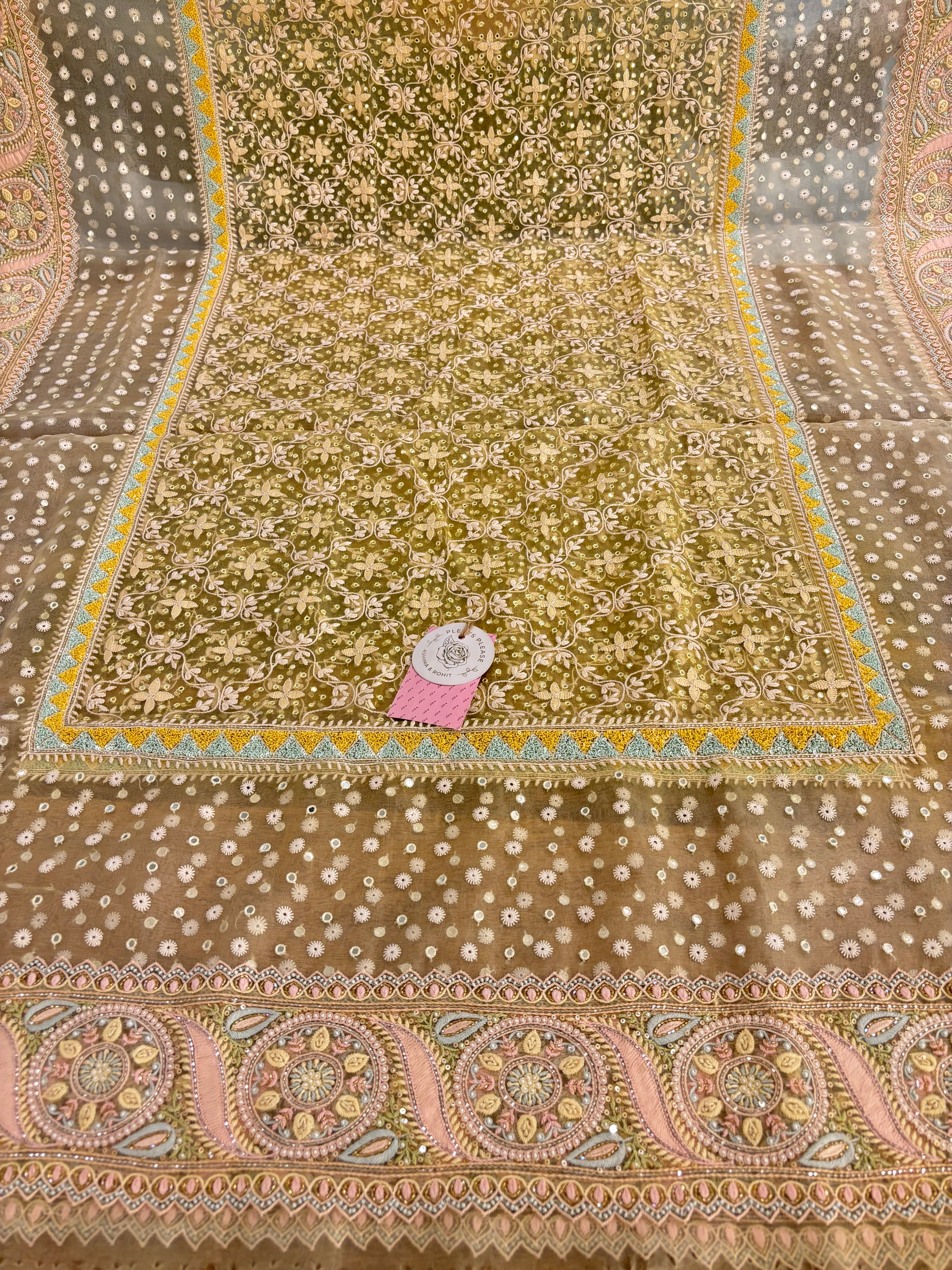 butter Yellow Pure & Premium Organza Chikankari Kurta & Dupatta
