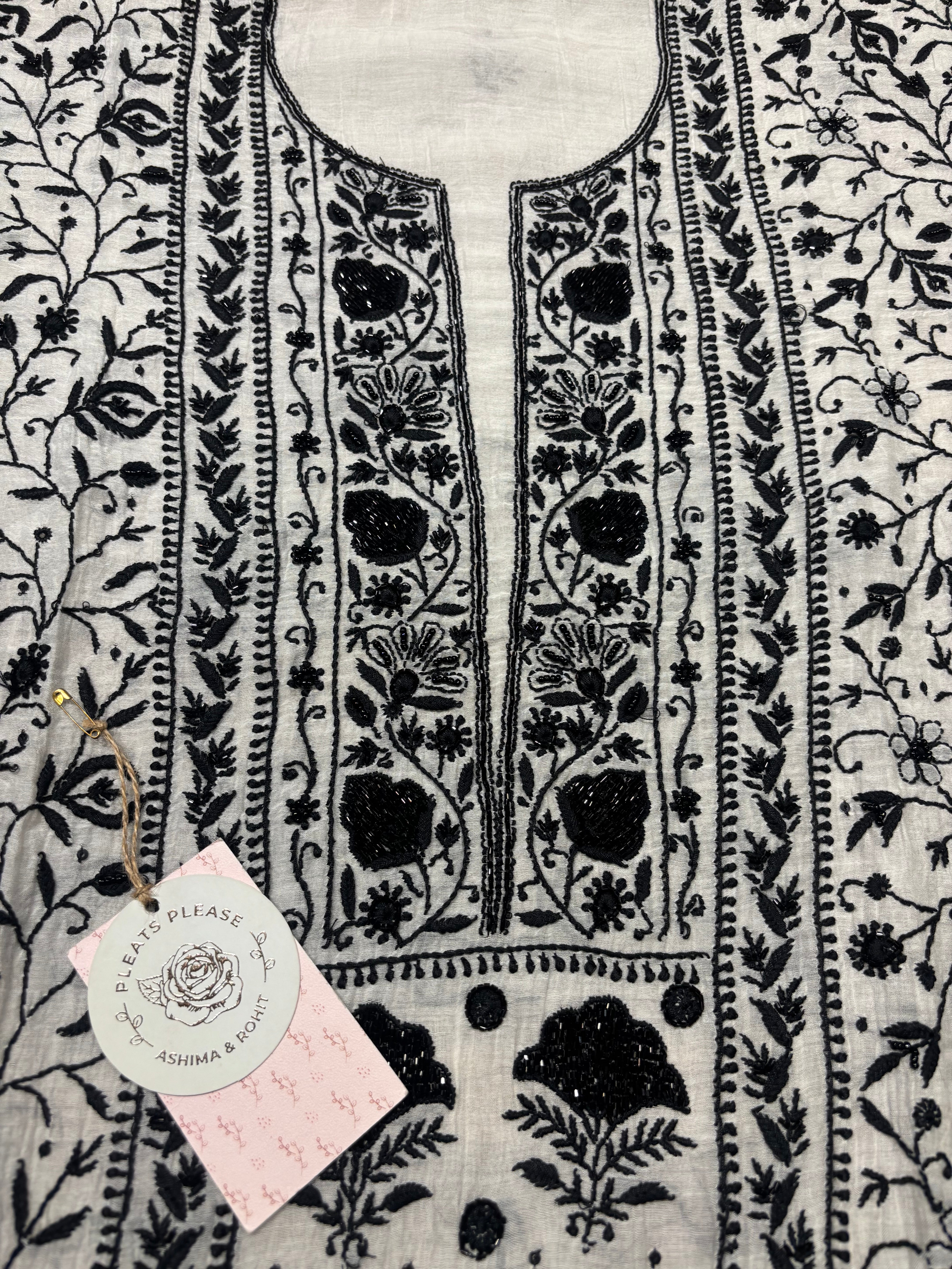 Dyeable Chanderi Mul Chikankari Kurta and Dupatta set