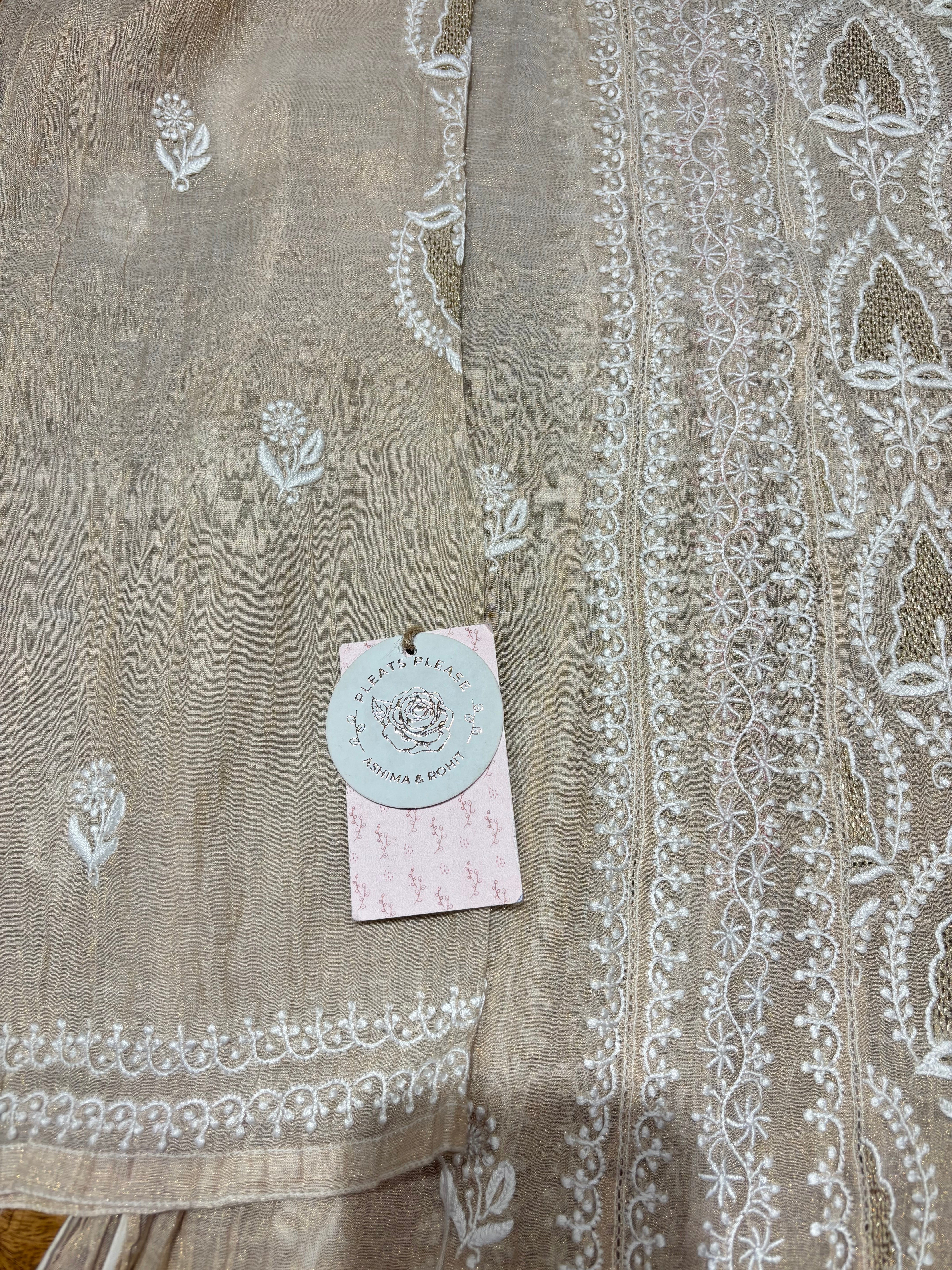 Dyeable Tissue Chikankari Kurta & Dupatta Set