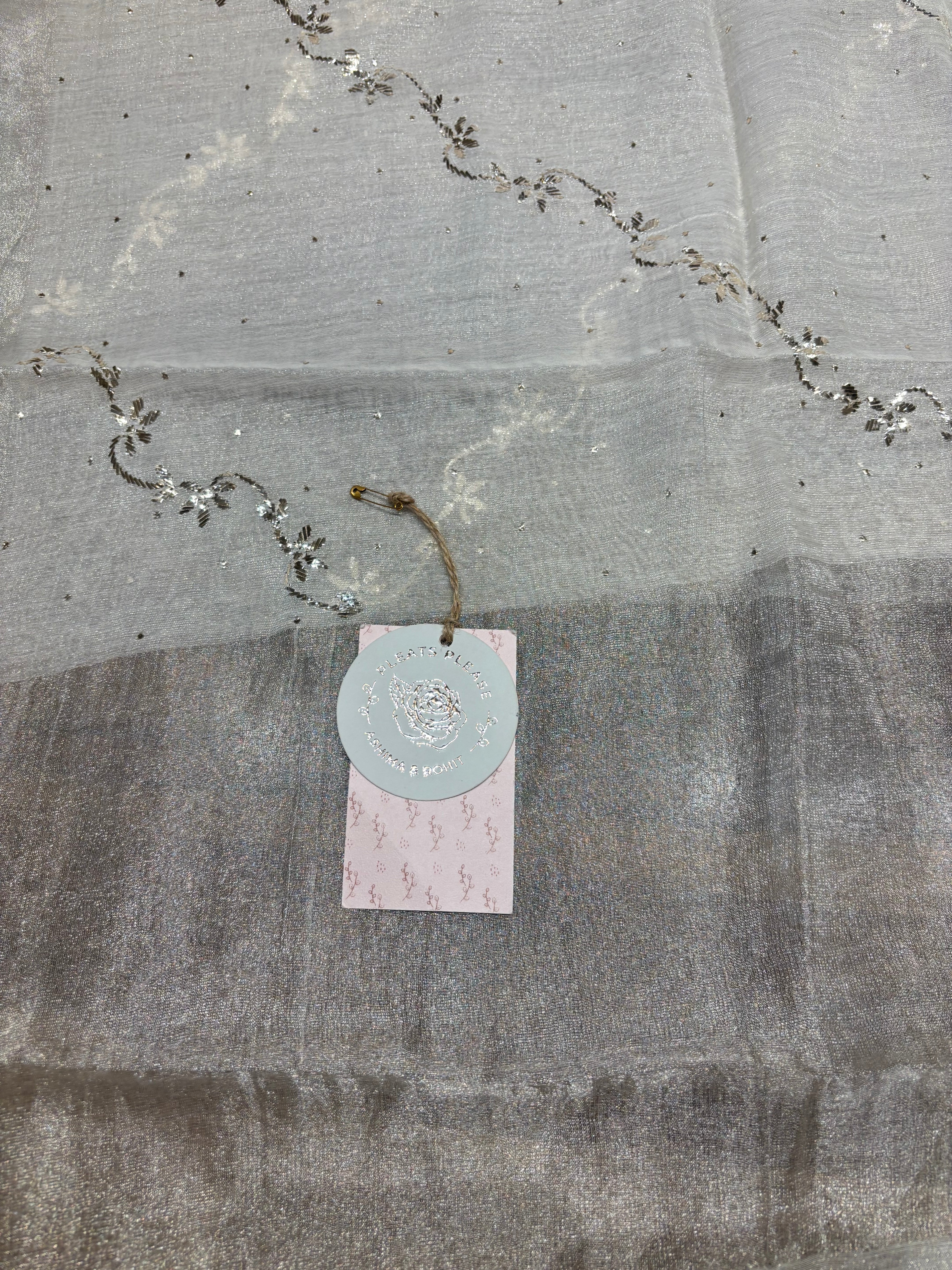 Silver Pure And Premium Tissue Mukaish Dupatta