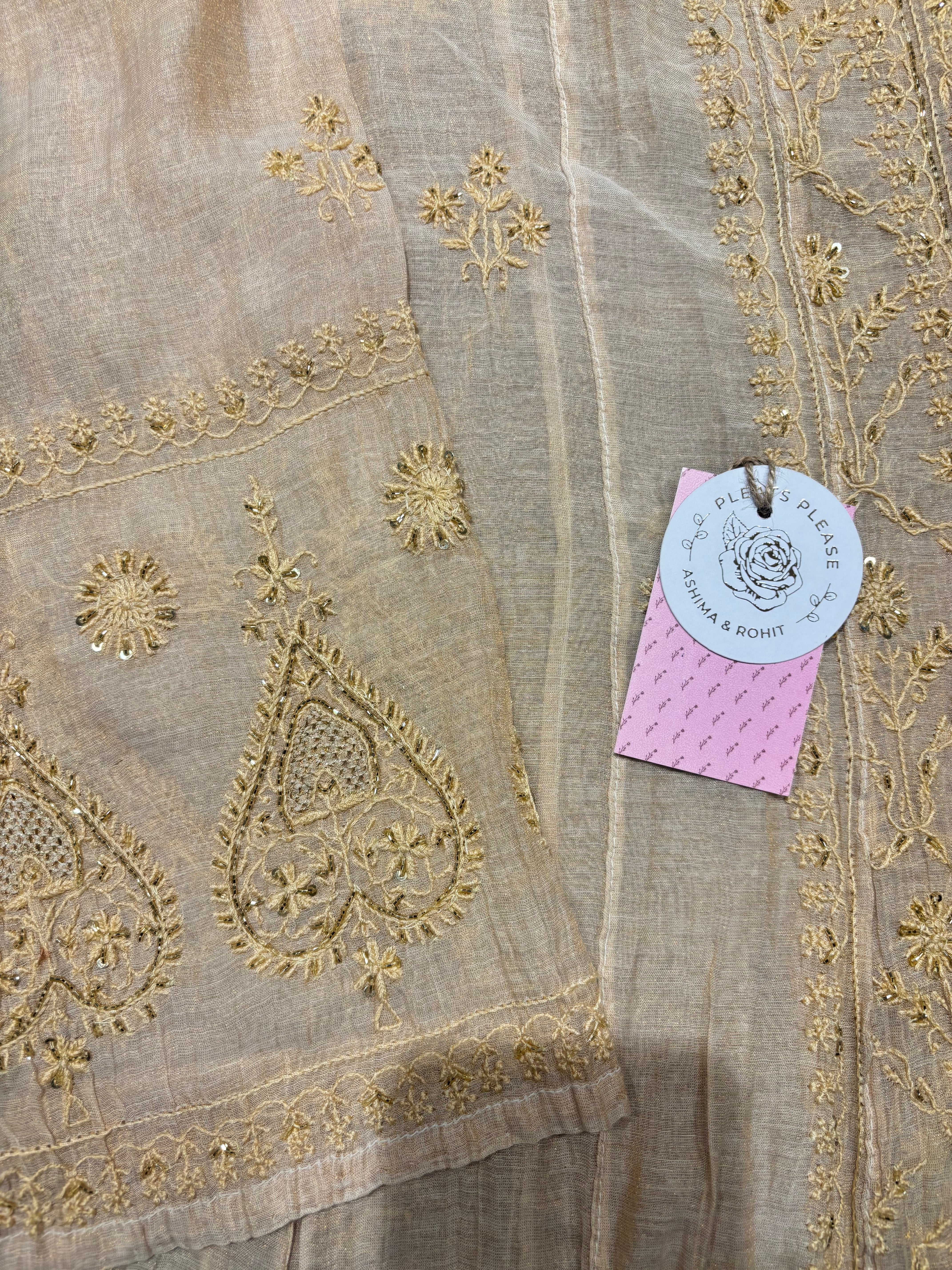 Dyeable Pure & Premium Tissue Chikankari Anarkali and Dupatta set