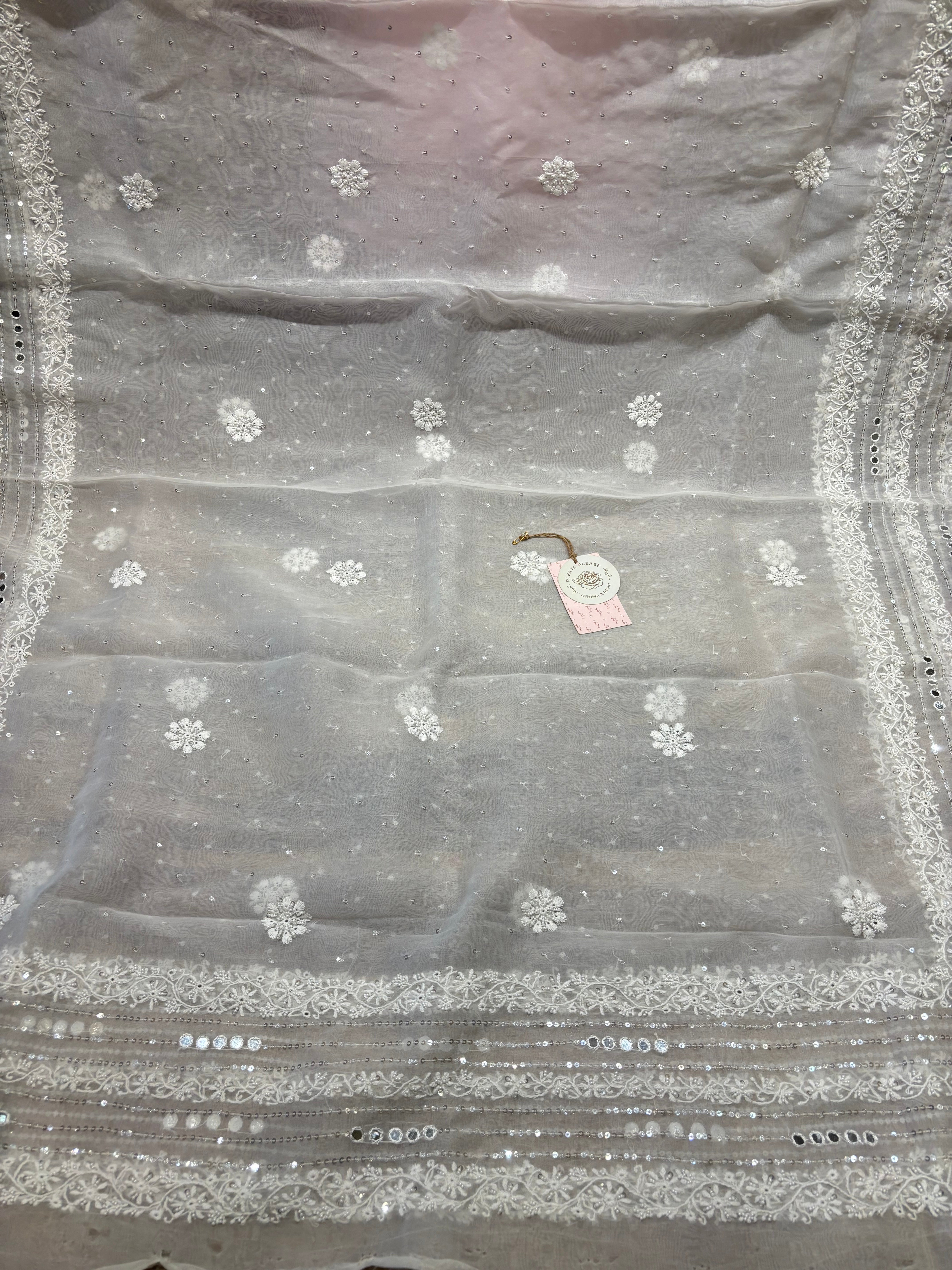 Dyeable Pure and Premium Organza Aline Kurta and Dupatta set