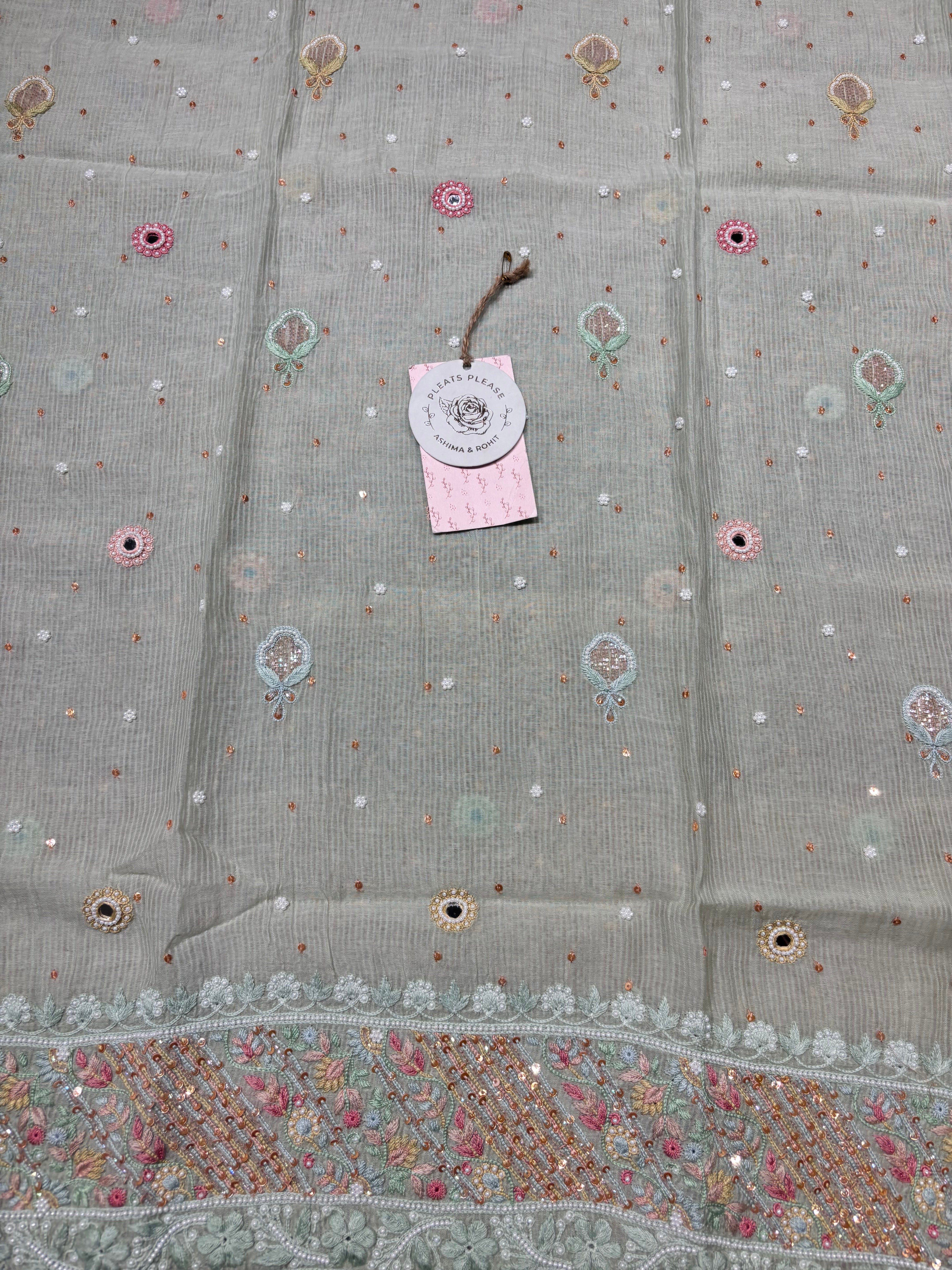 Mint Green Chanderi Mul Chikankari Kurta and Dupatta