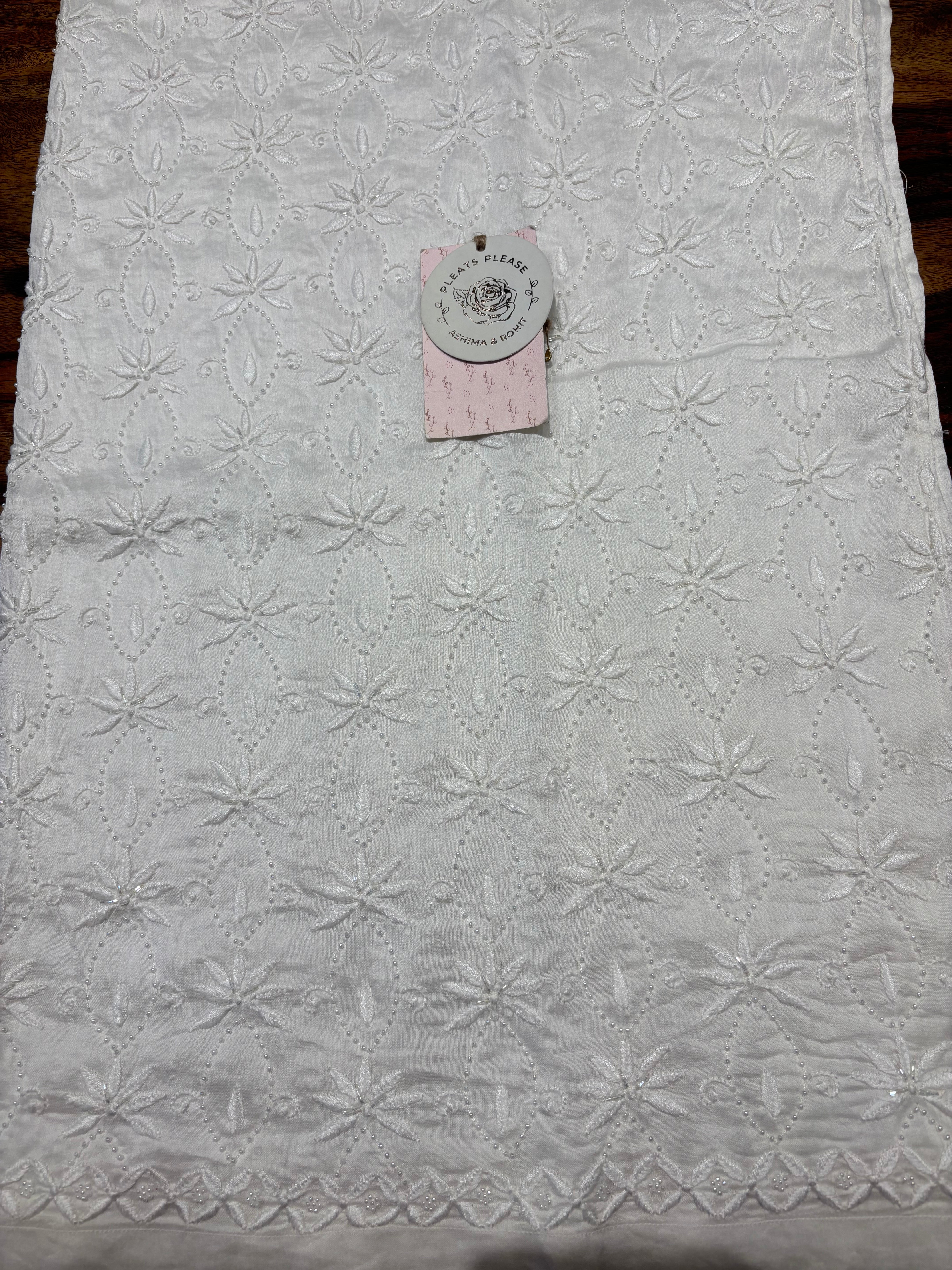 Dyeable Chanderi Silk Chikankari Bottom