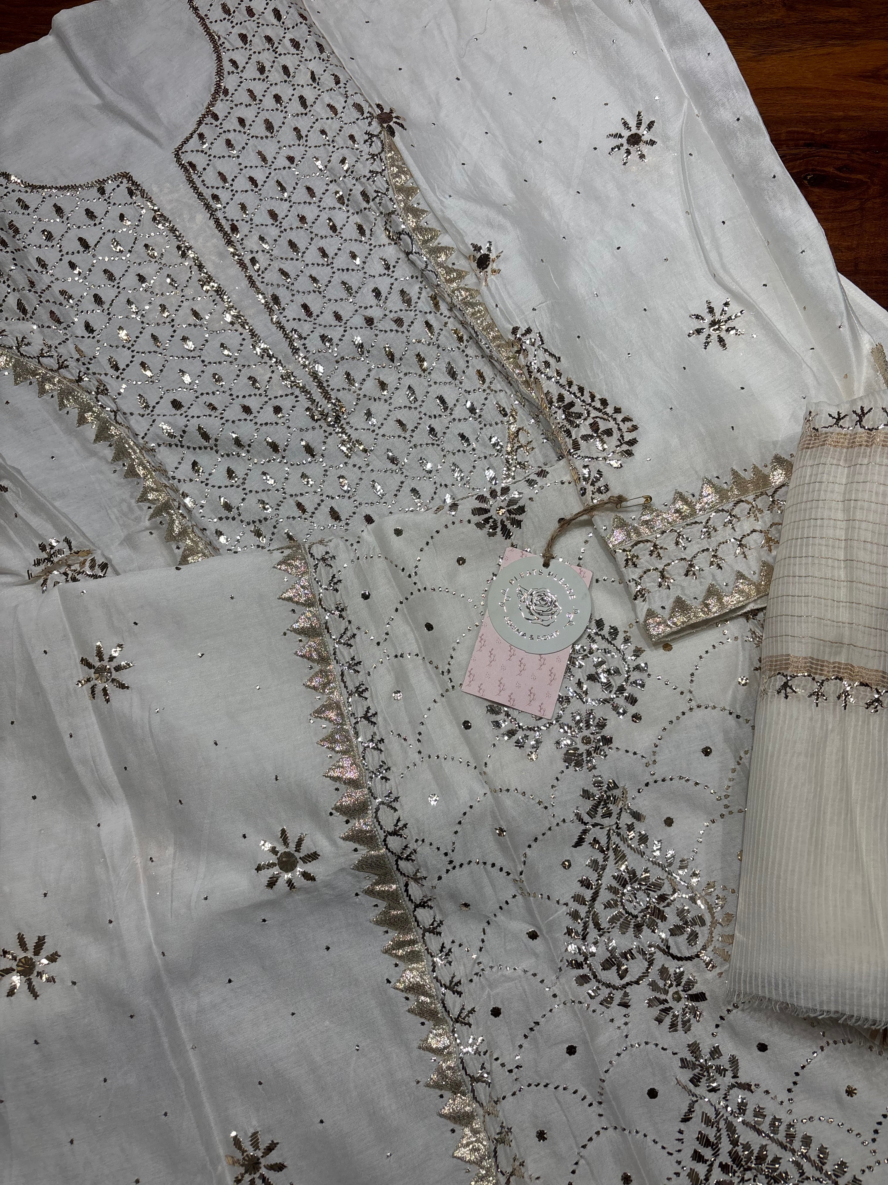 Dyeable Chanderi Silk Mukaish Kurta and Dupatta set
