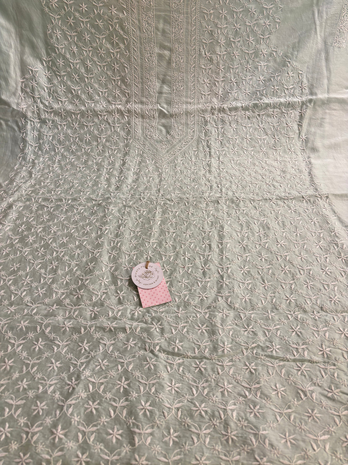 Seafoam Mint Chanderi Silk Chikankari Men’s Kurta