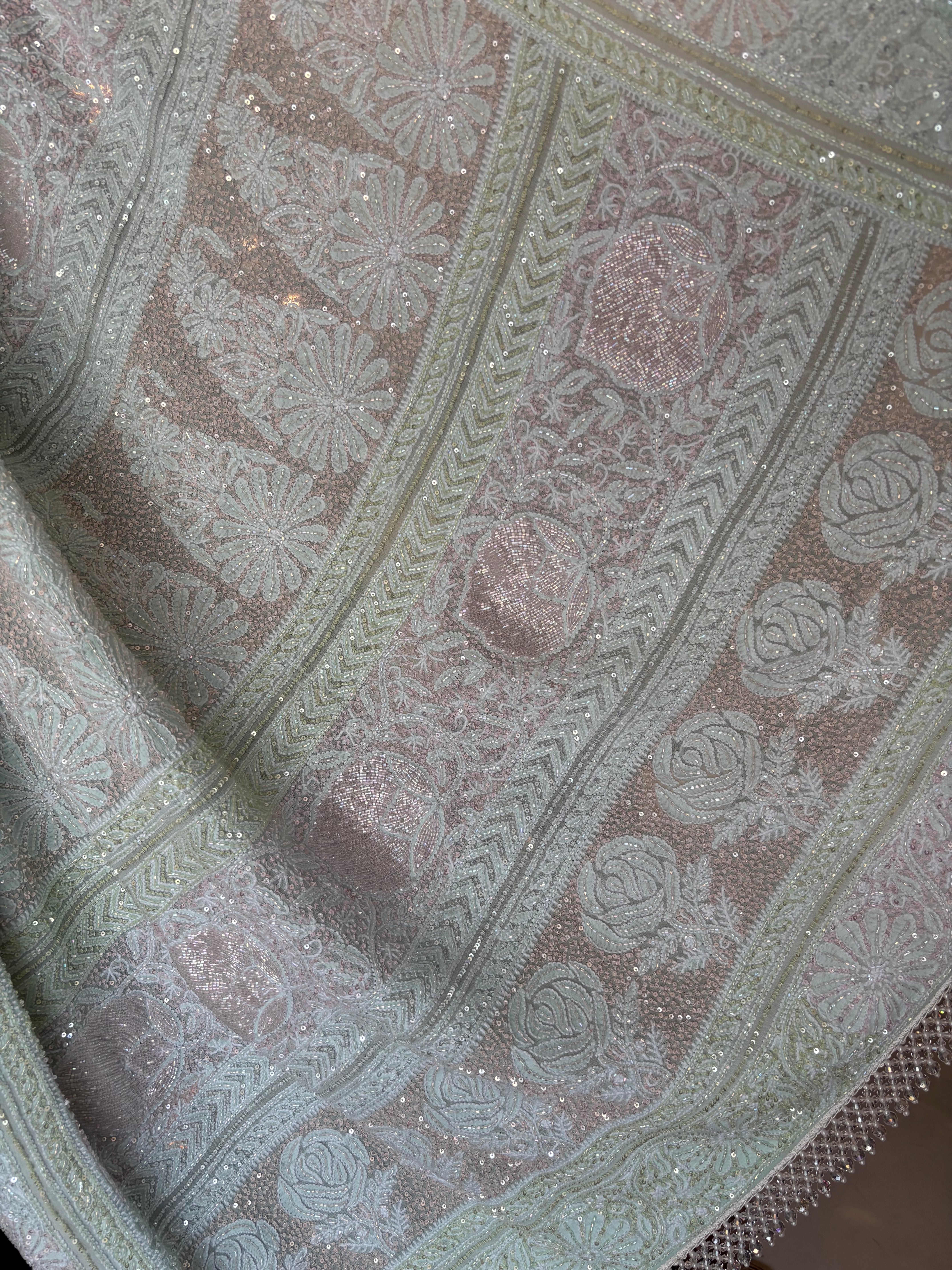 Aqua Blue Pure & Premium Georgette Chikankari Saree