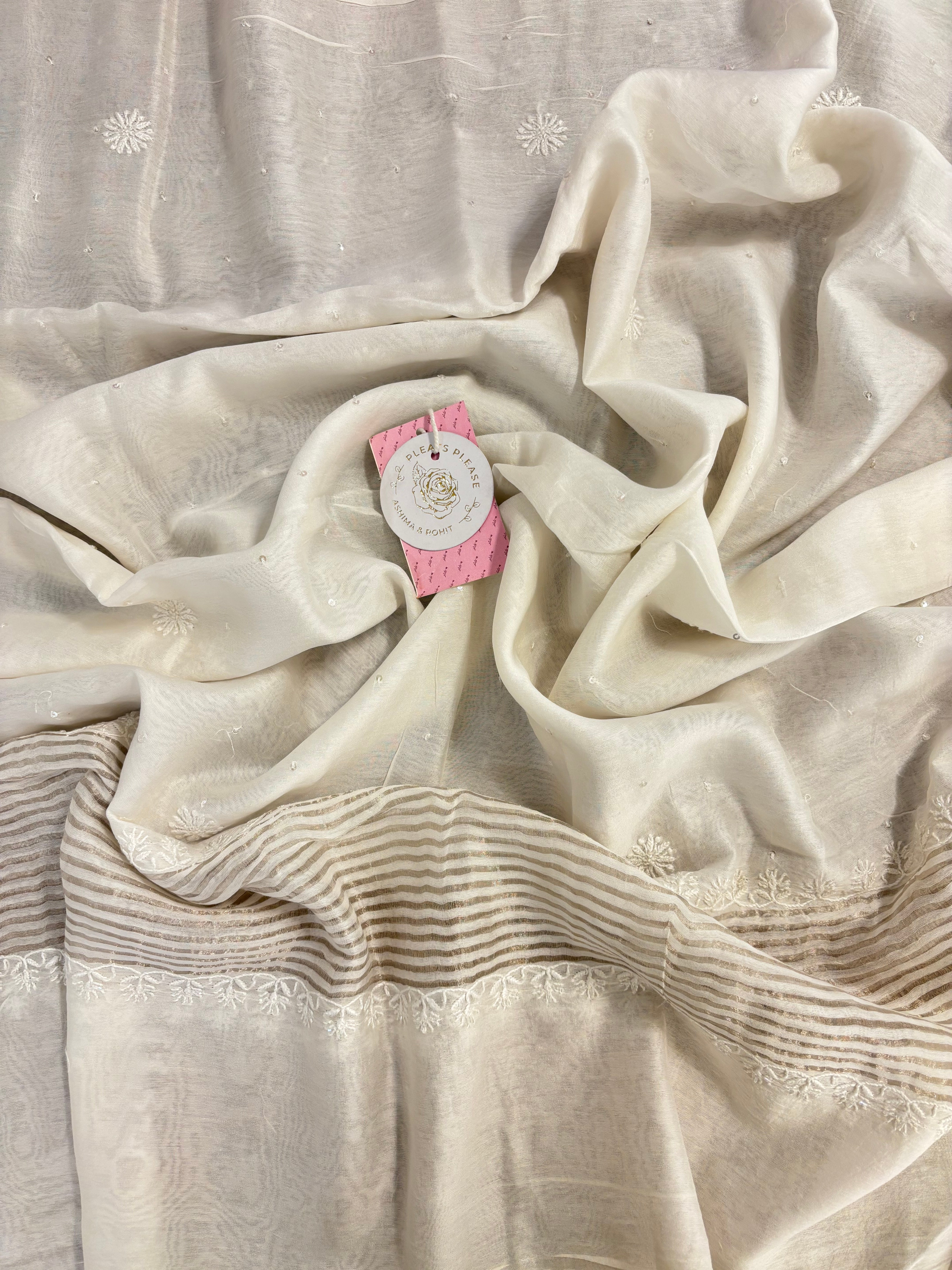 Dyeable Chanderi Chikankari Anarkali & Dupatta Set - Pleats PleaseChikankari