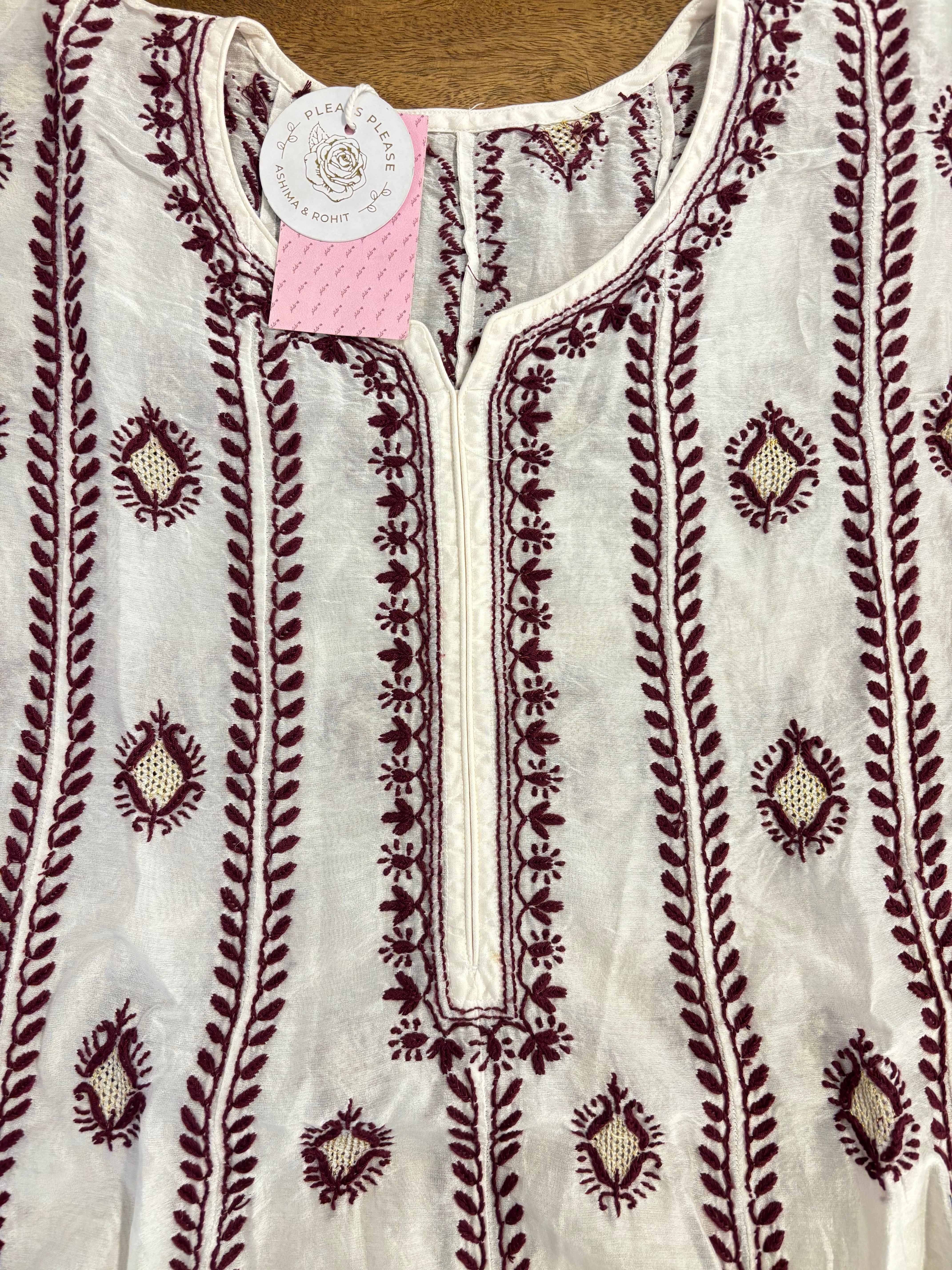 Dyeable Chanderi Chikankari Anarkali & Dupatta Set