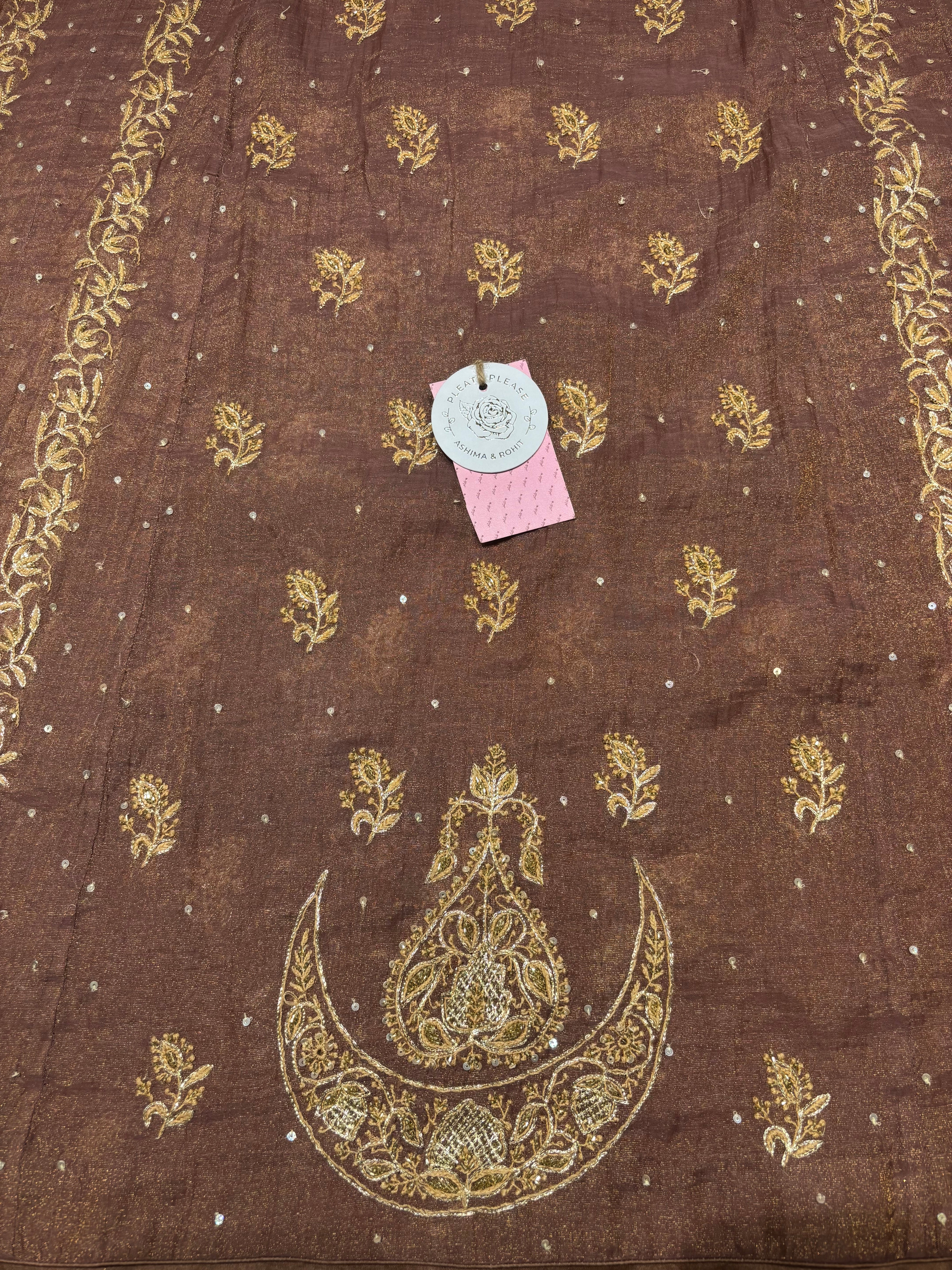 Garnet Pure & Premium Tissue A-Line Anarkali & Dupatta Set