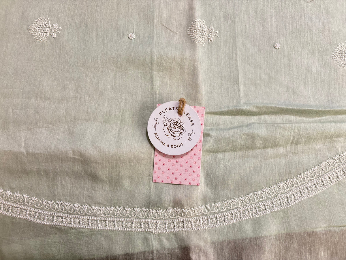 Mint Green Chanderi Silk Chikankari Men’s Kurta