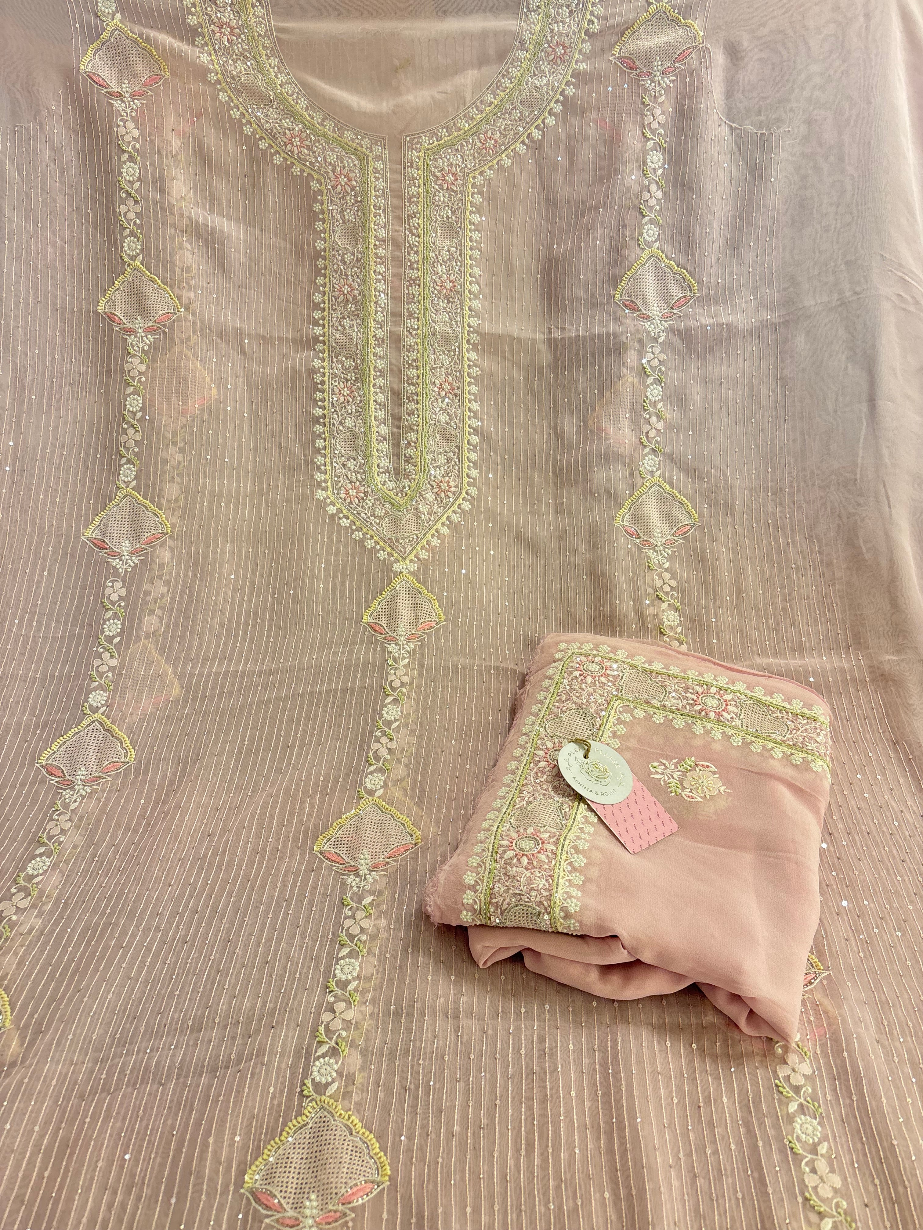 Baby Pink Pure & Premium Georgette Chikankari Kurta & Dupatta