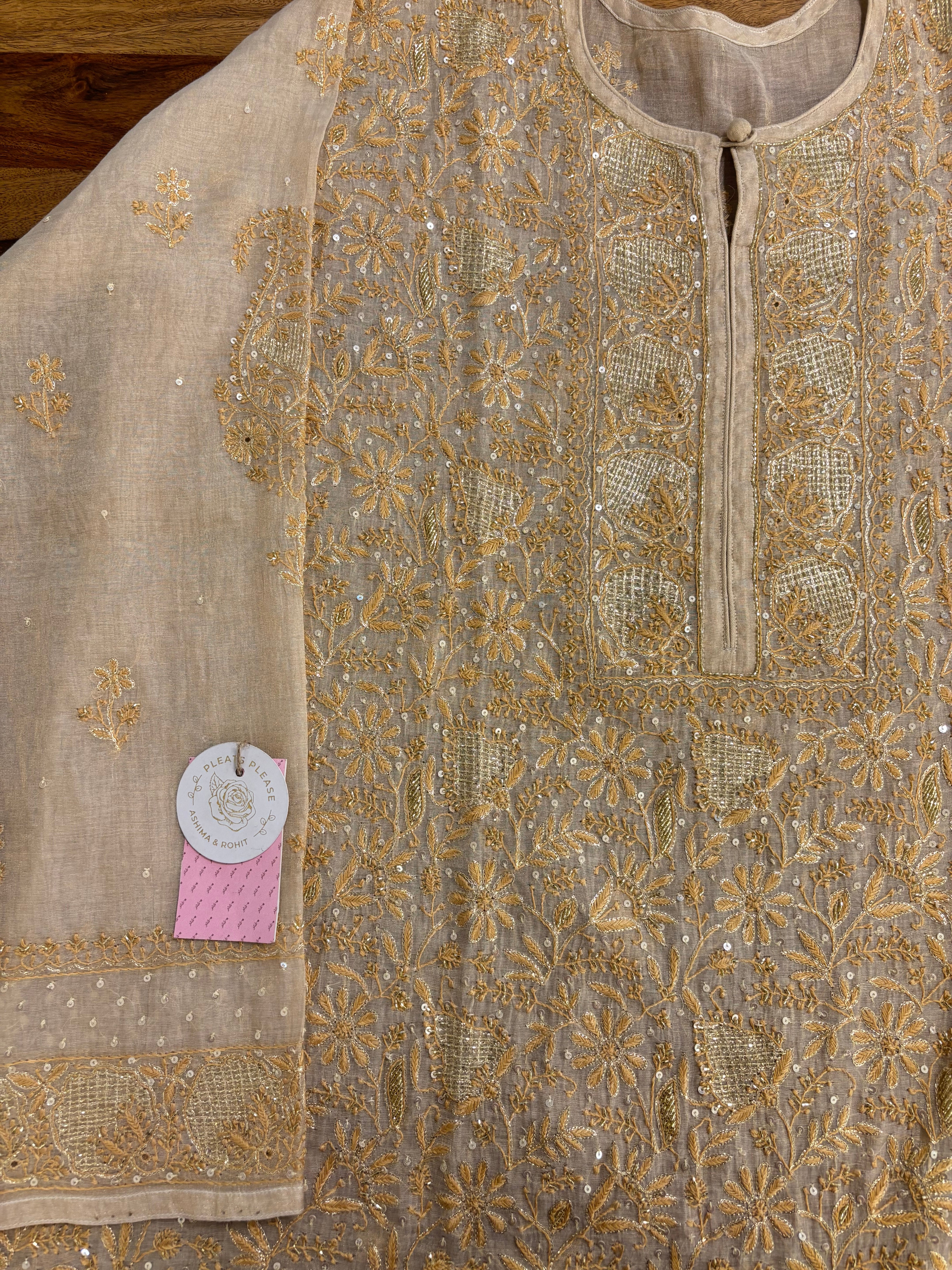 Dyeable Pure & Premium Tissue Chikankari Kurta & Dupatta
