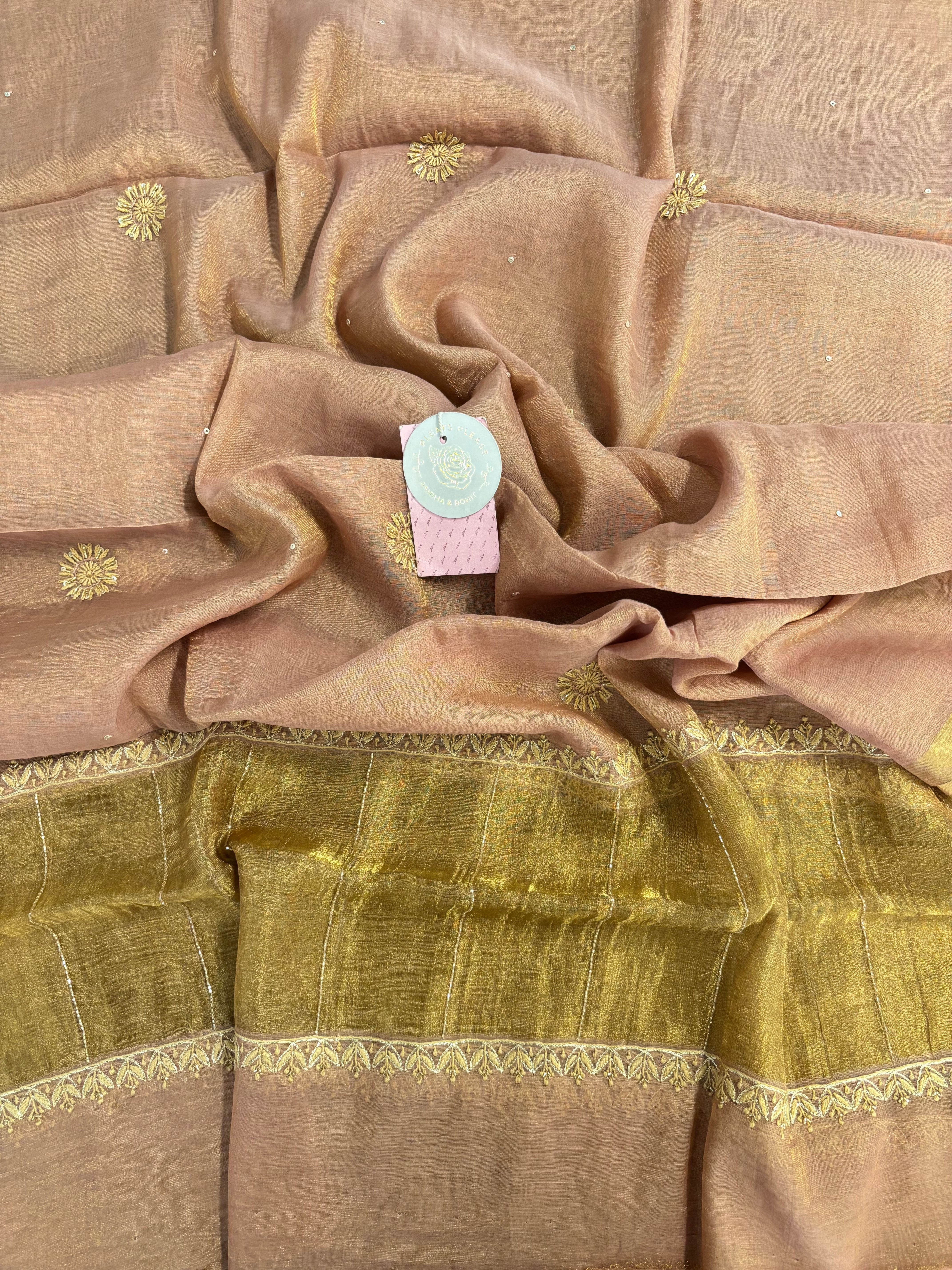Copper Rose Pure & Premium Tissue Kurta & Dupatta