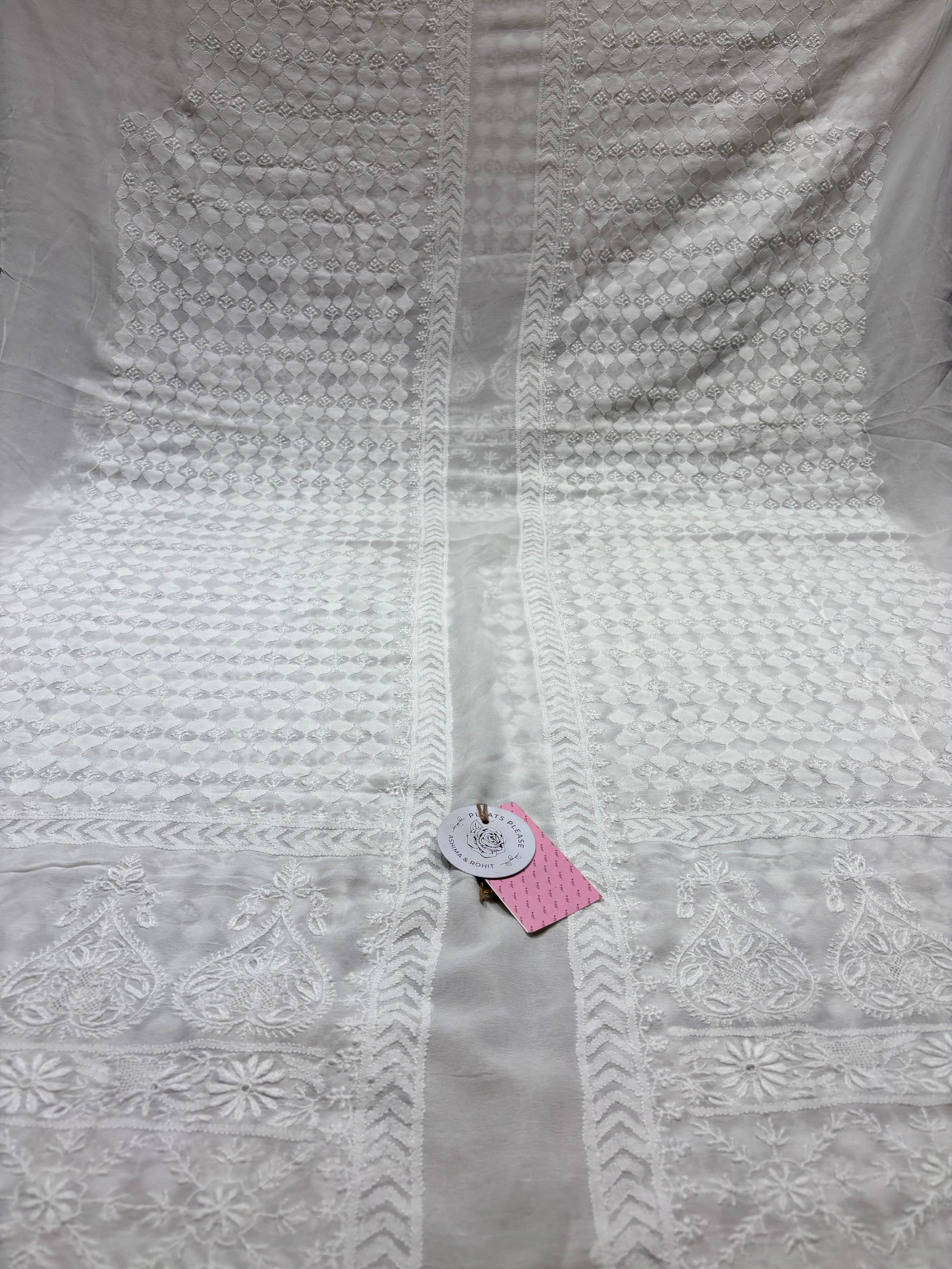 Dyeable Pure & Premium Georgette Chikankari Men’s Sherwani Fabric