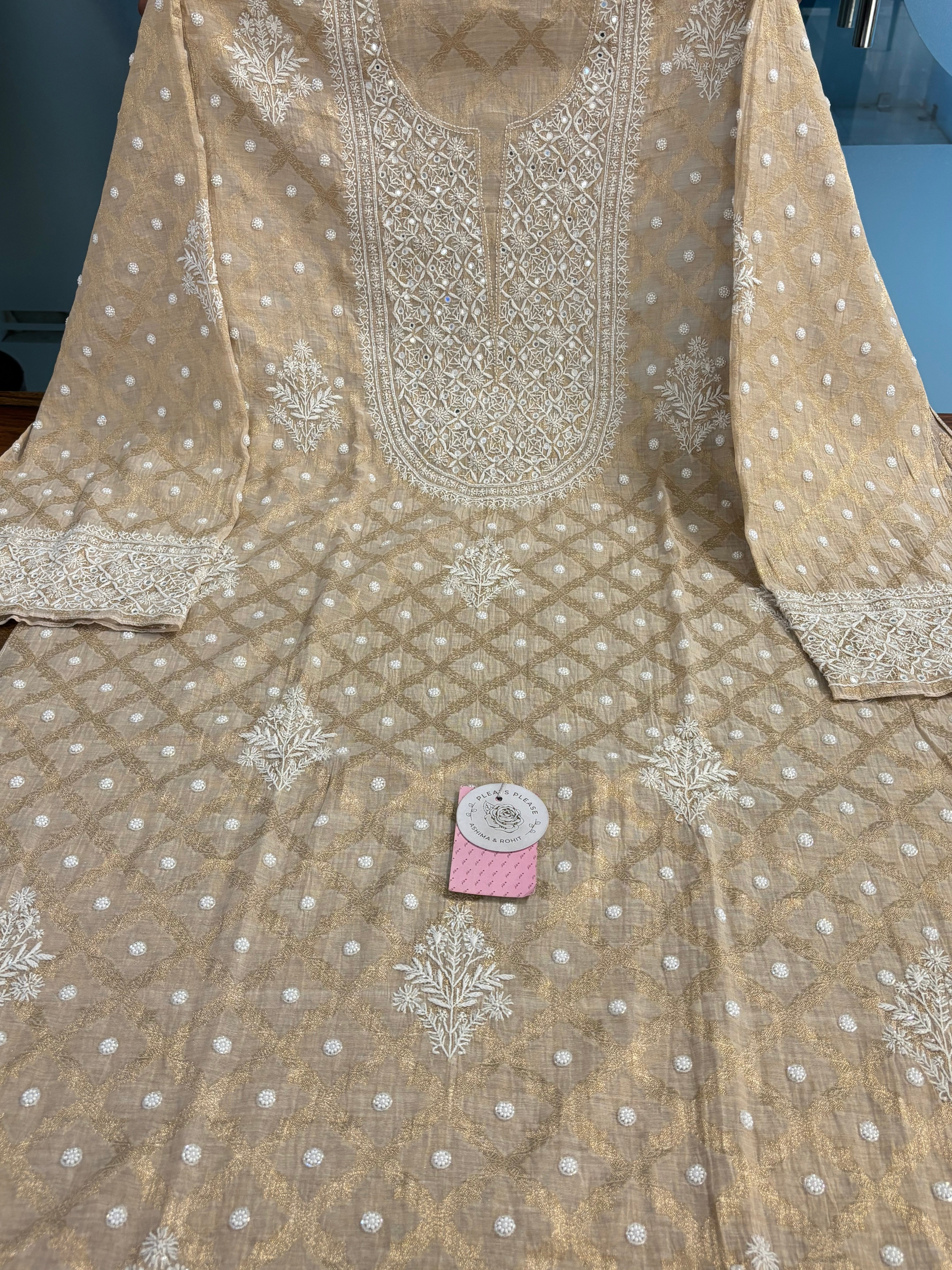 Dyeable Pure Tissue Chikankari Kurta & Dupatta
