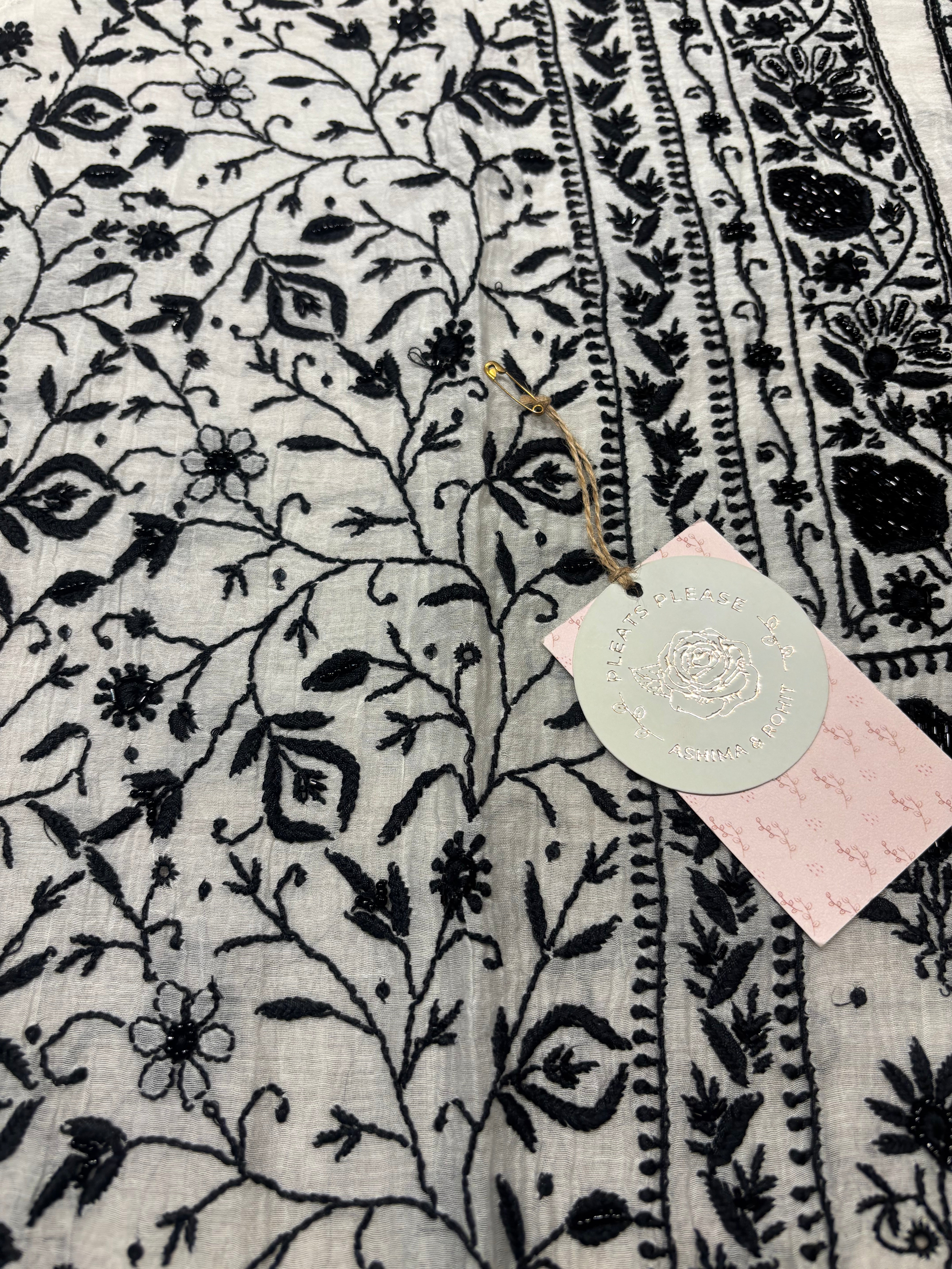 Dyeable Chanderi Mul Chikankari Kurta and Dupatta set