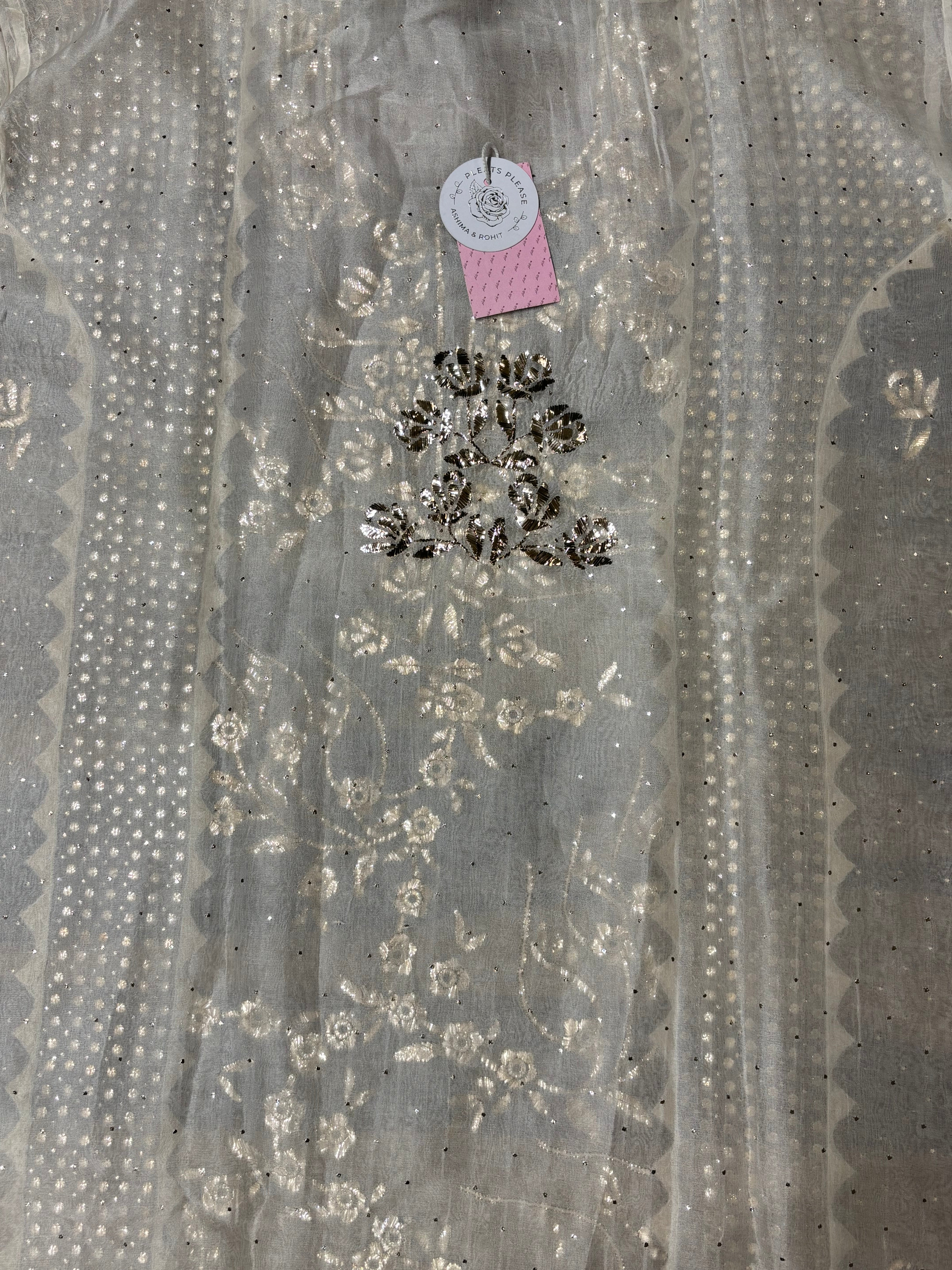 Dyeable Pure Organza Silk Mukaish Kurta & Dupatta