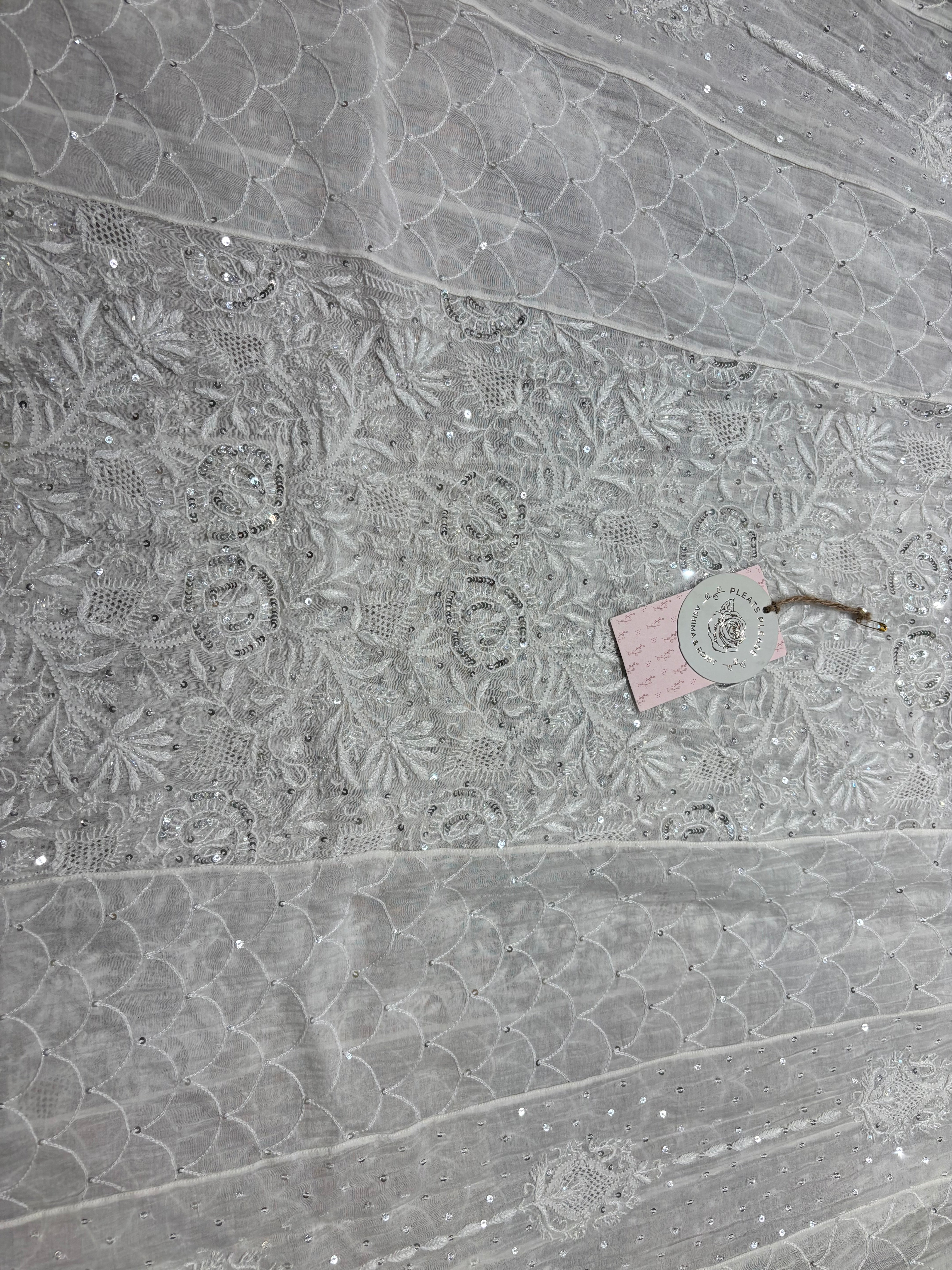 Dyeable Chanderi Mul Chikankari Anarkali and Dupatta set