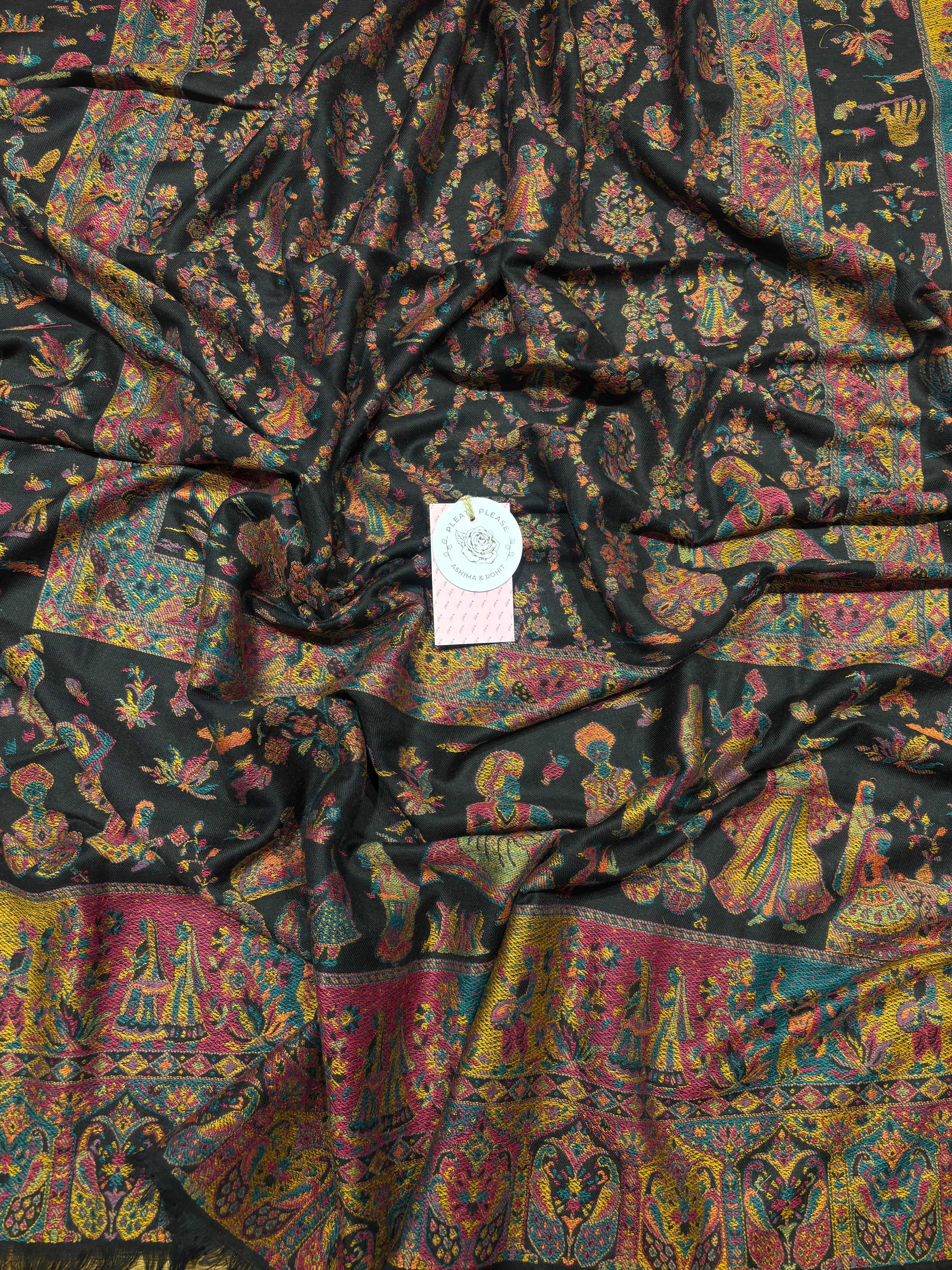 Black Cashmere Woolen Shawl