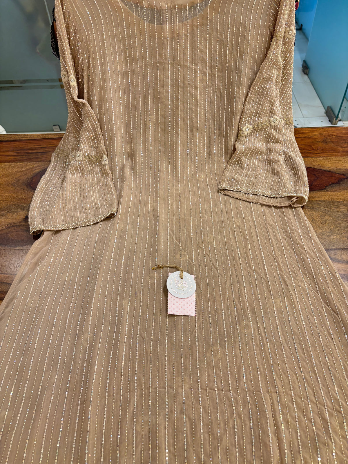 Beige Pure & Premium Georgette Chikankari Kurta & Dupatta